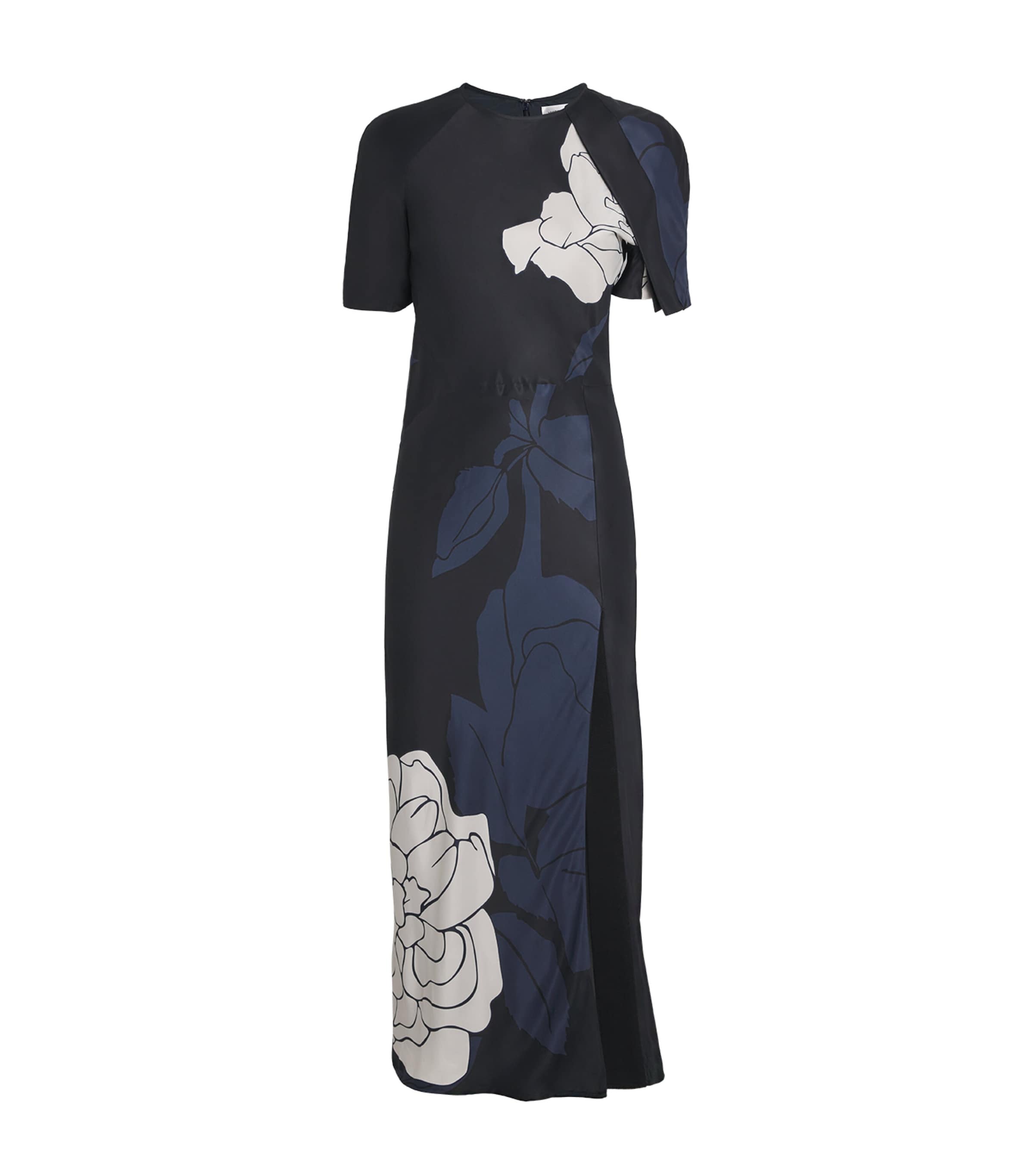 Floral Split-Hem Midi Dress 9638 DARK NV/PALE RS Image 1