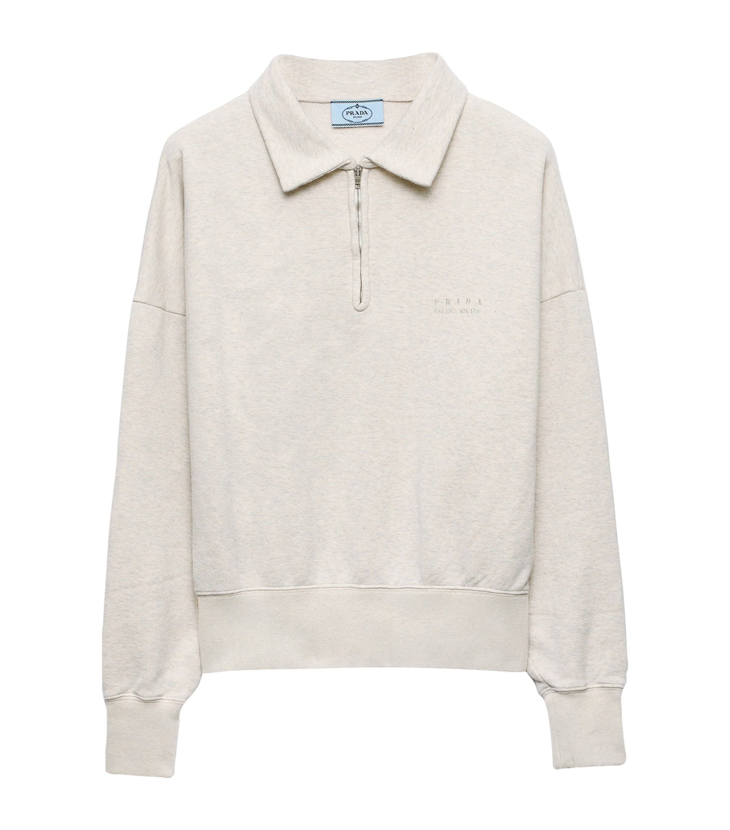 Prada Neutral Cotton Half-Zip Sweatshirt | Harrods UK