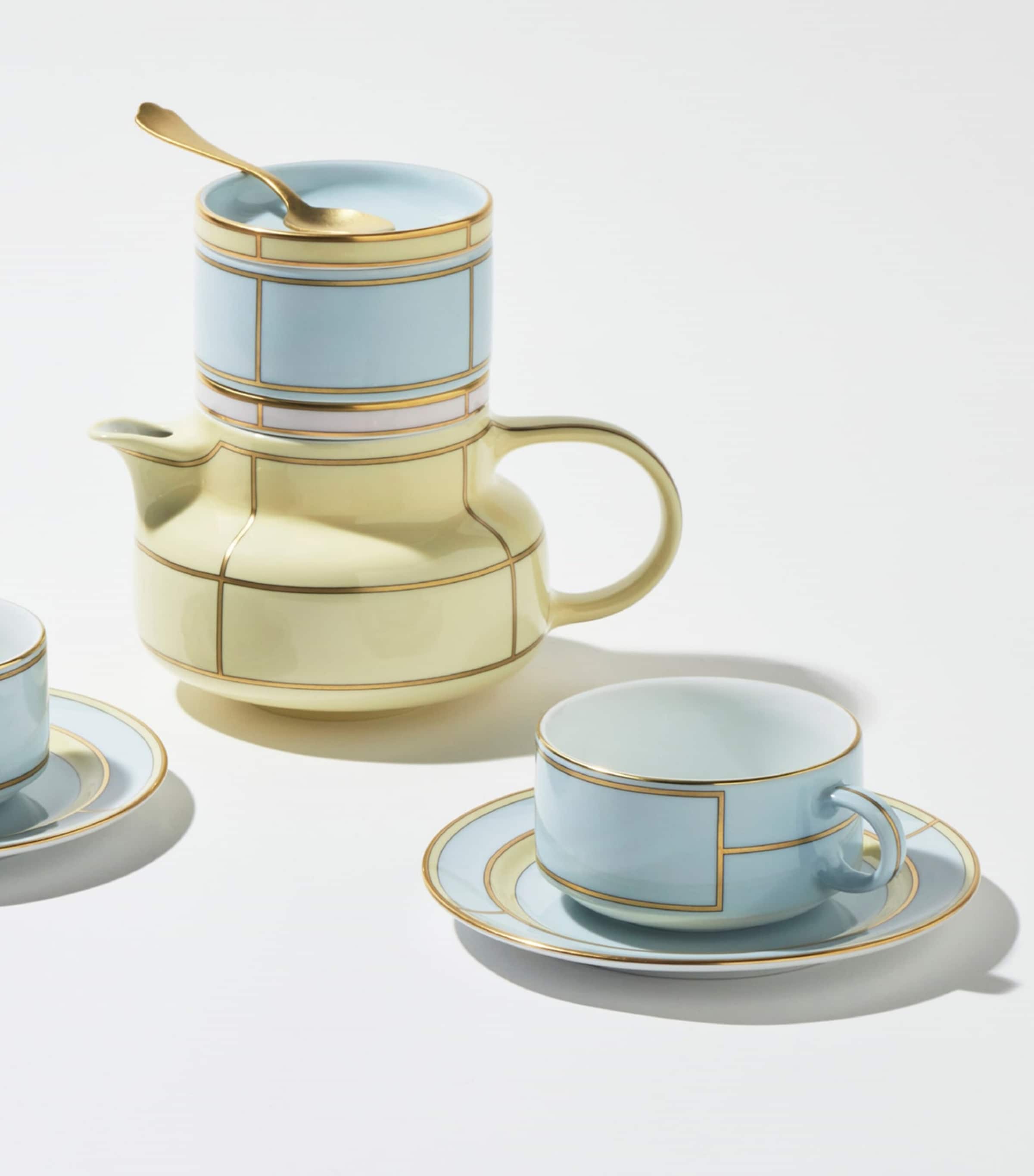 Set of 2 Porcelain Colonna Diva Celeste Teacups and Saucers G00134903 Image 4