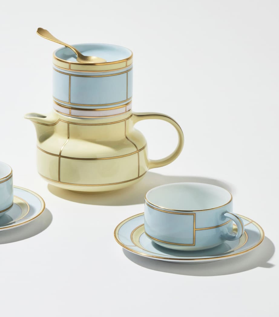 Set of 2 Porcelain Colonna Diva Celeste Teacups and Saucers G00134903 Image 4