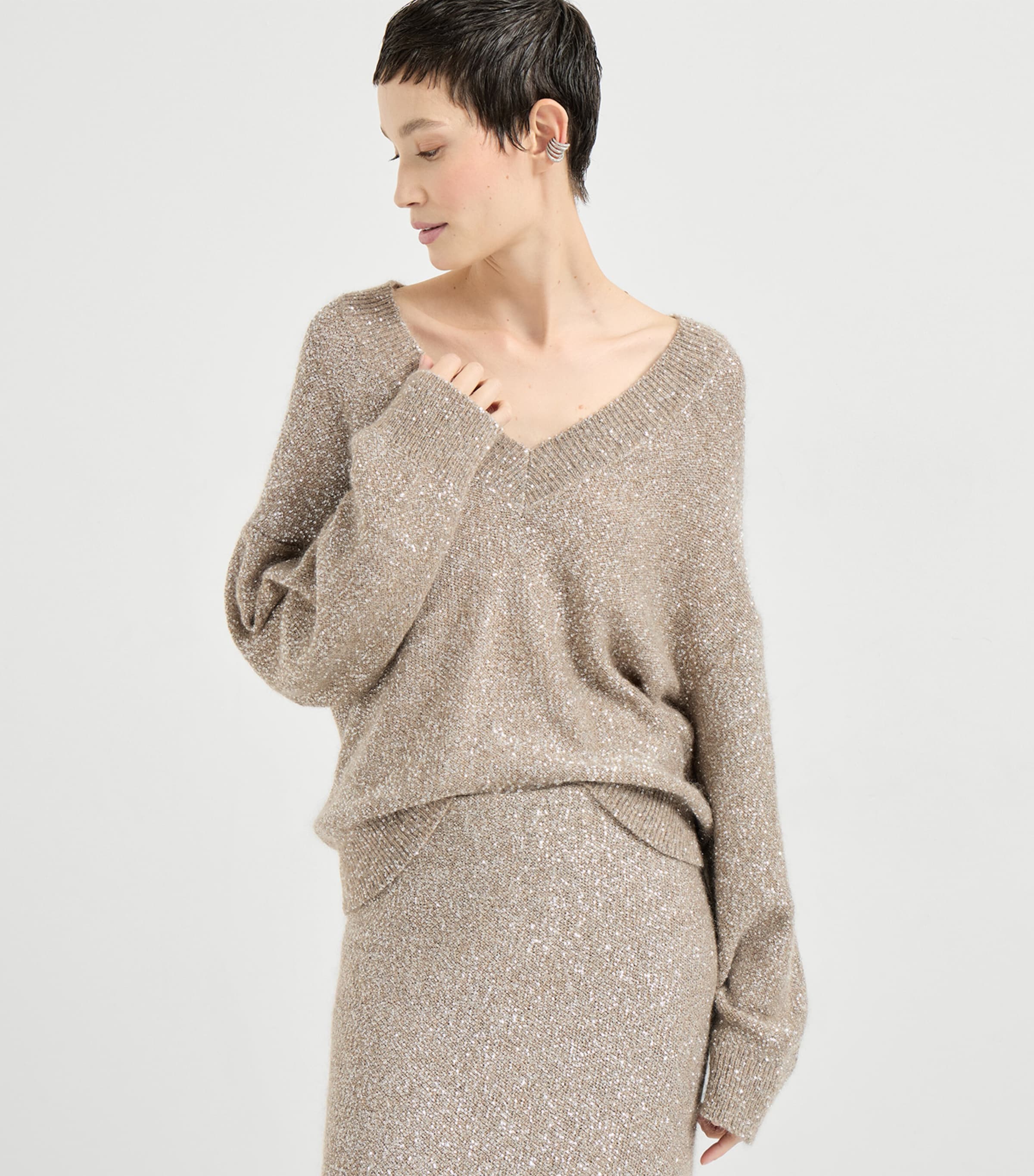 Sparkling V-Neck Sweater CMV48 Image 3