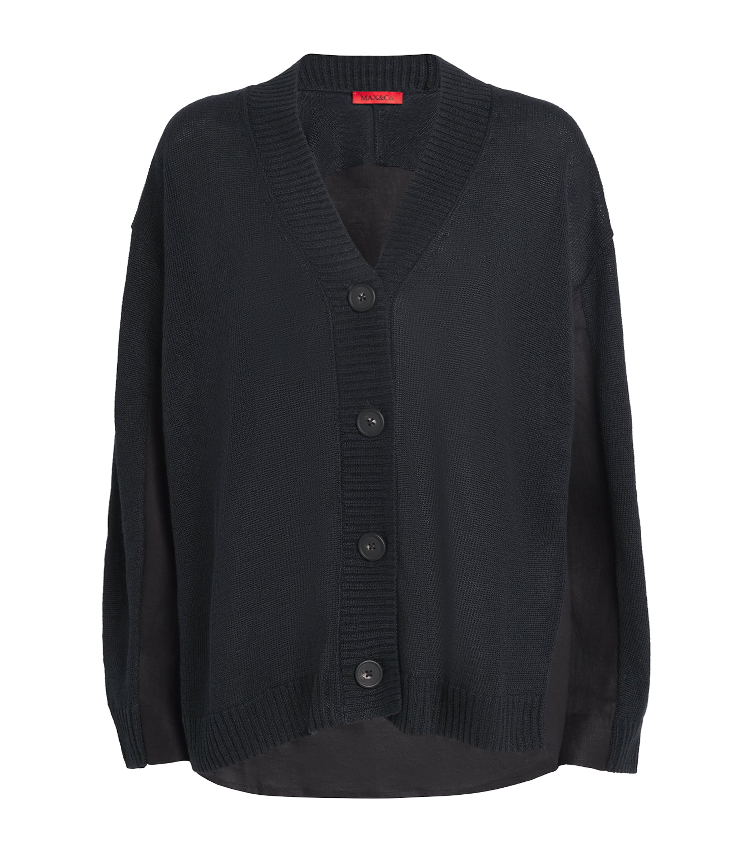 MAX&Co. Womens Linen-Blend Caridgan Black Image 1