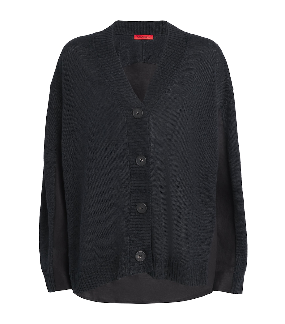 MAX&Co. Womens Linen-Blend Caridgan Black Image 1