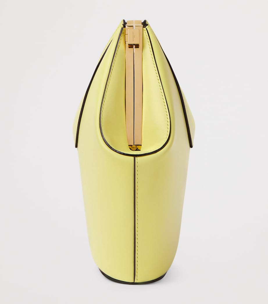 Leather Facet Clutch Bag ACID YELLOW Image 3