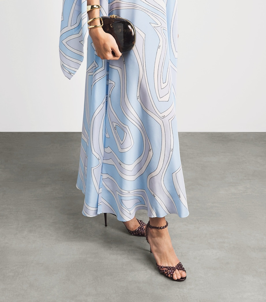 PUCCI Womens Silk Printed Kaftan Maxi Dress Light Blue Image 5