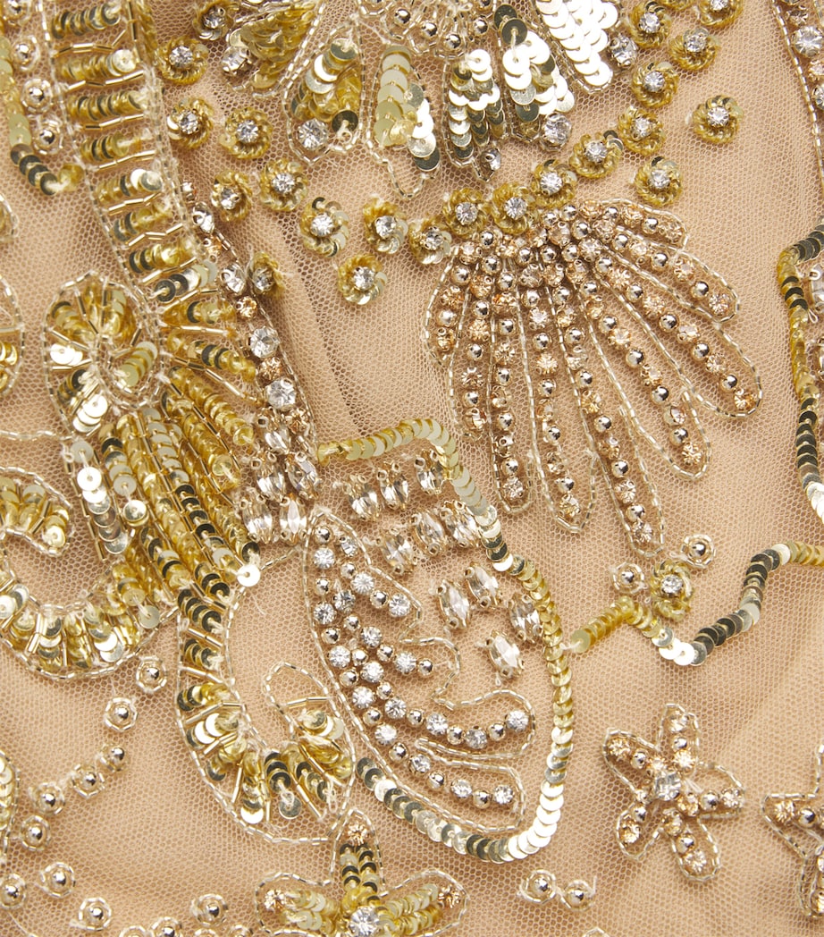 V-Neck Sea Meanders Gown MG0013 NOUGAT/GOLD Image 5