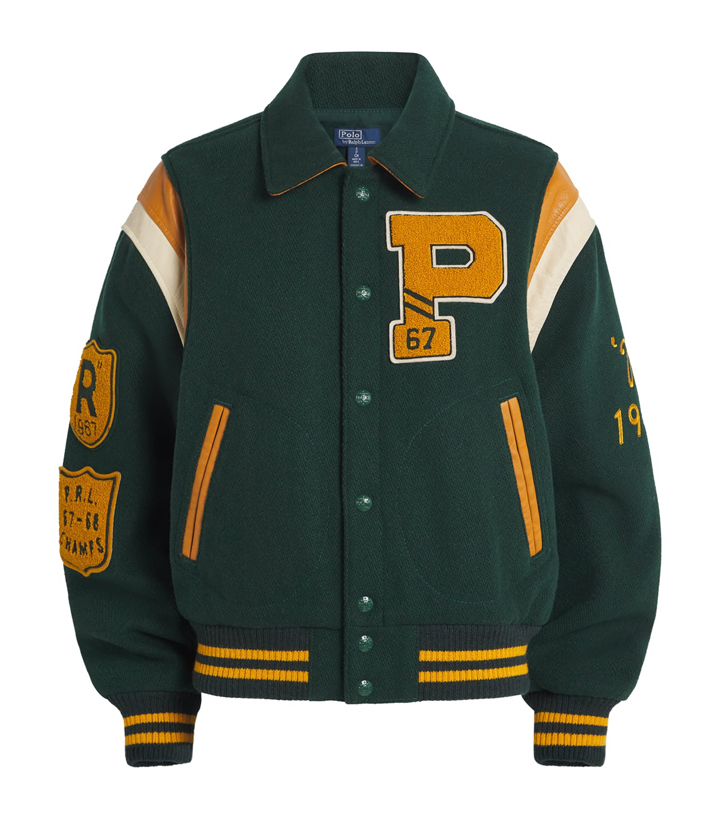 Polo Ralph Lauren Womens Branded Wool-blend Varsity Jacket Dark Green In Green