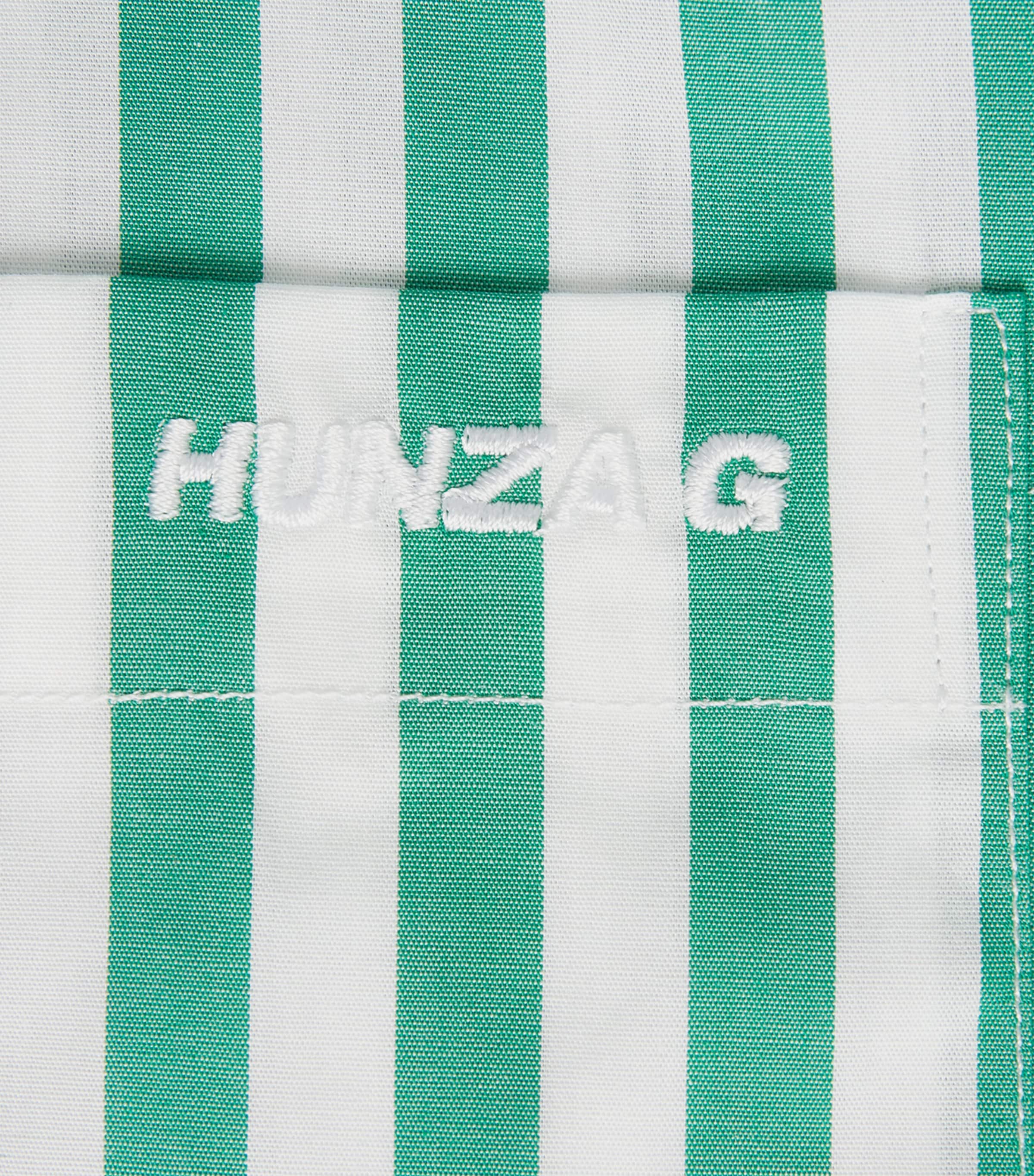 Hunza G Womens Cotton Stripe Cabana Shirt Emerald Image 6