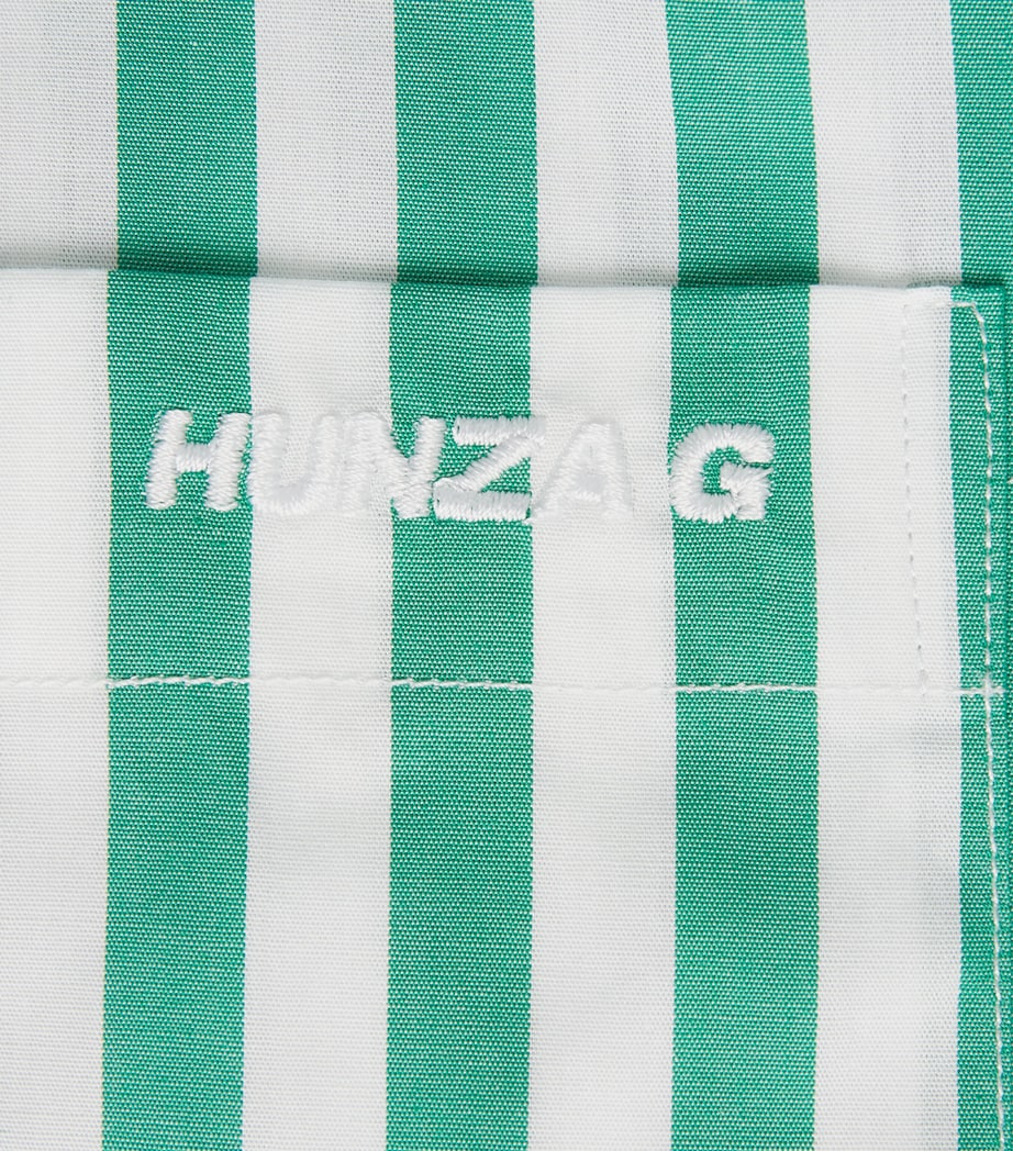 Hunza G Womens Cotton Stripe Cabana Shirt Emerald Image 6