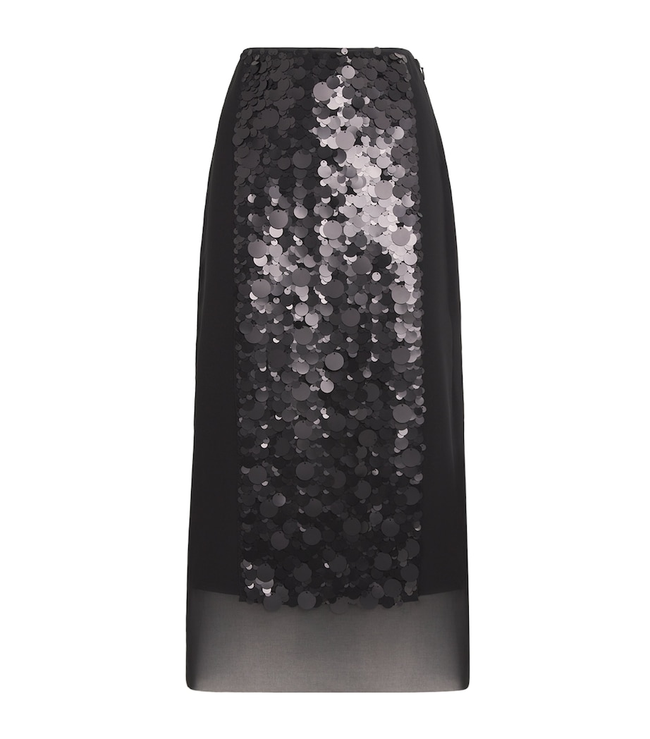 Chiffon Embellished Cambo Midi Skirt BLACK Image 1