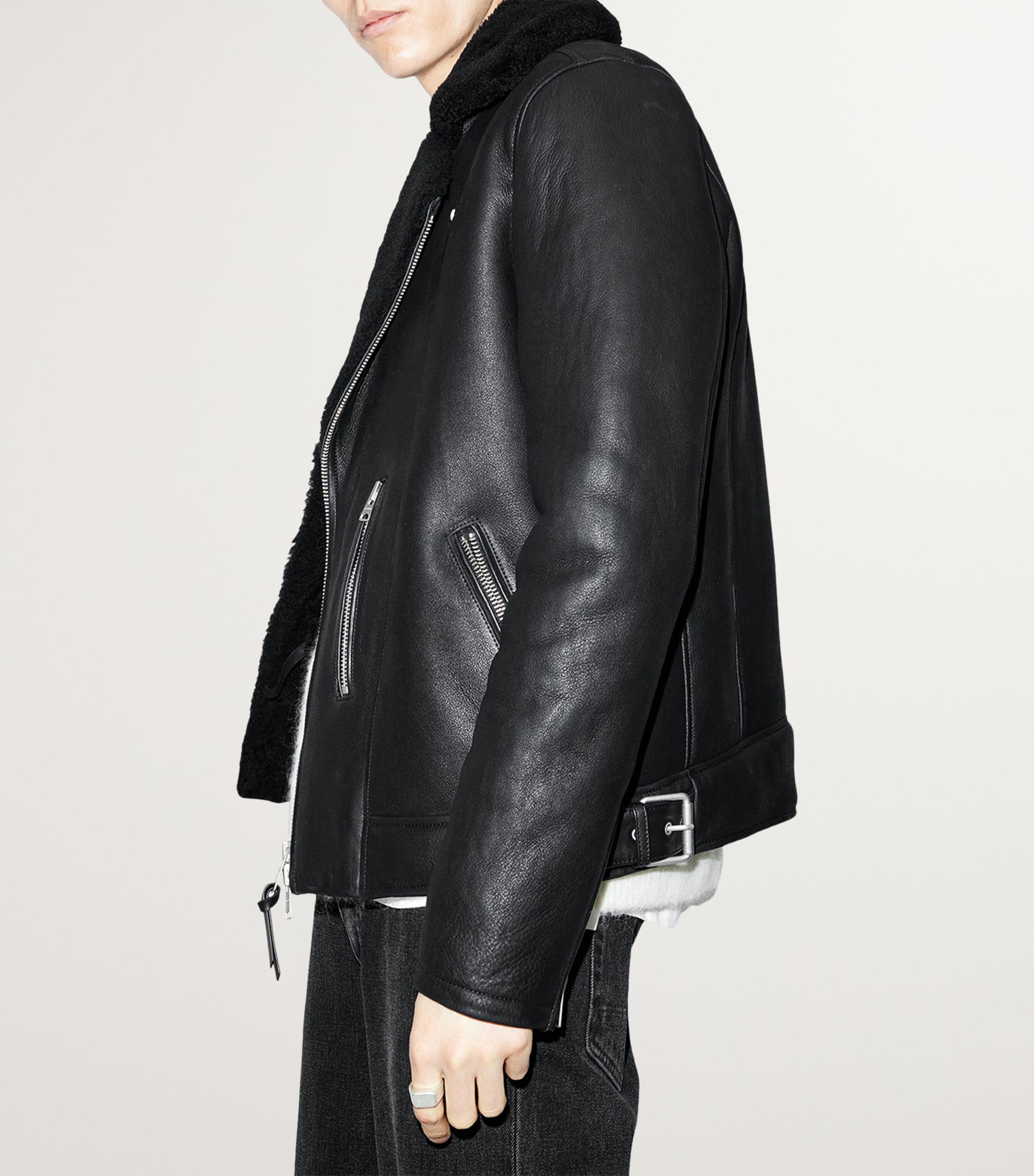 AllSaints Black Sheepskin Shearling Xena Jacket | Harrods US