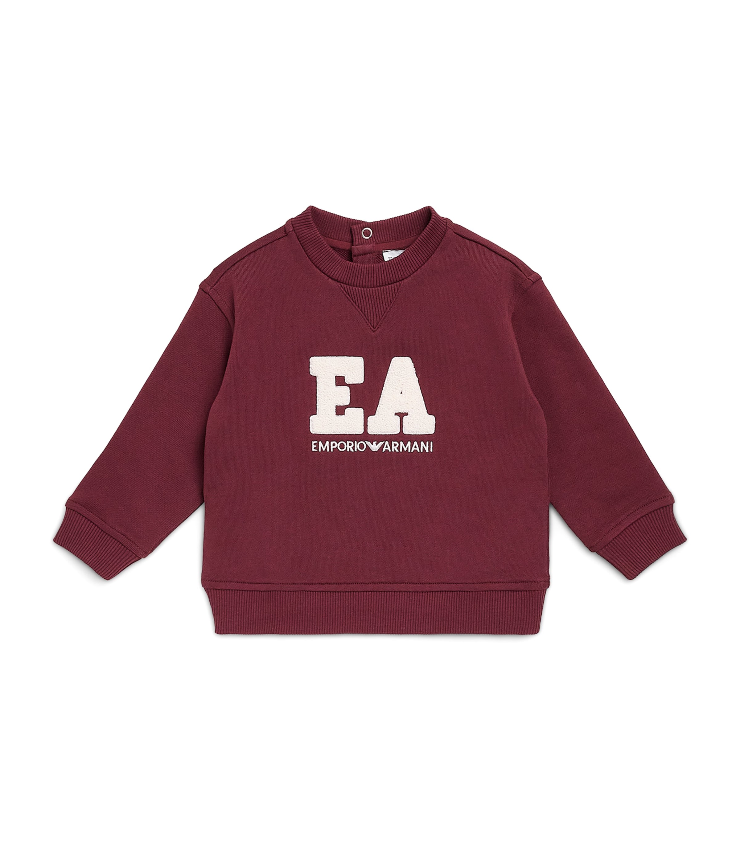 Emporio Armani Kids Cotton Flocked Logo Sweatshirt (6-36 Months) Maroon Banner Image 1