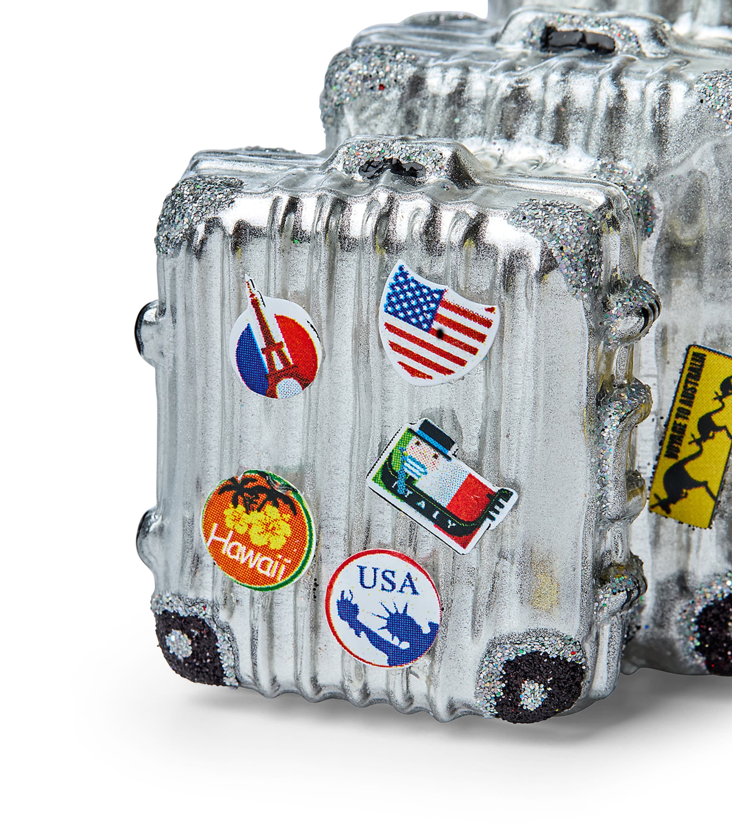 Harrods Glass Travel Suitcases Set Tree Ornaments Image 2