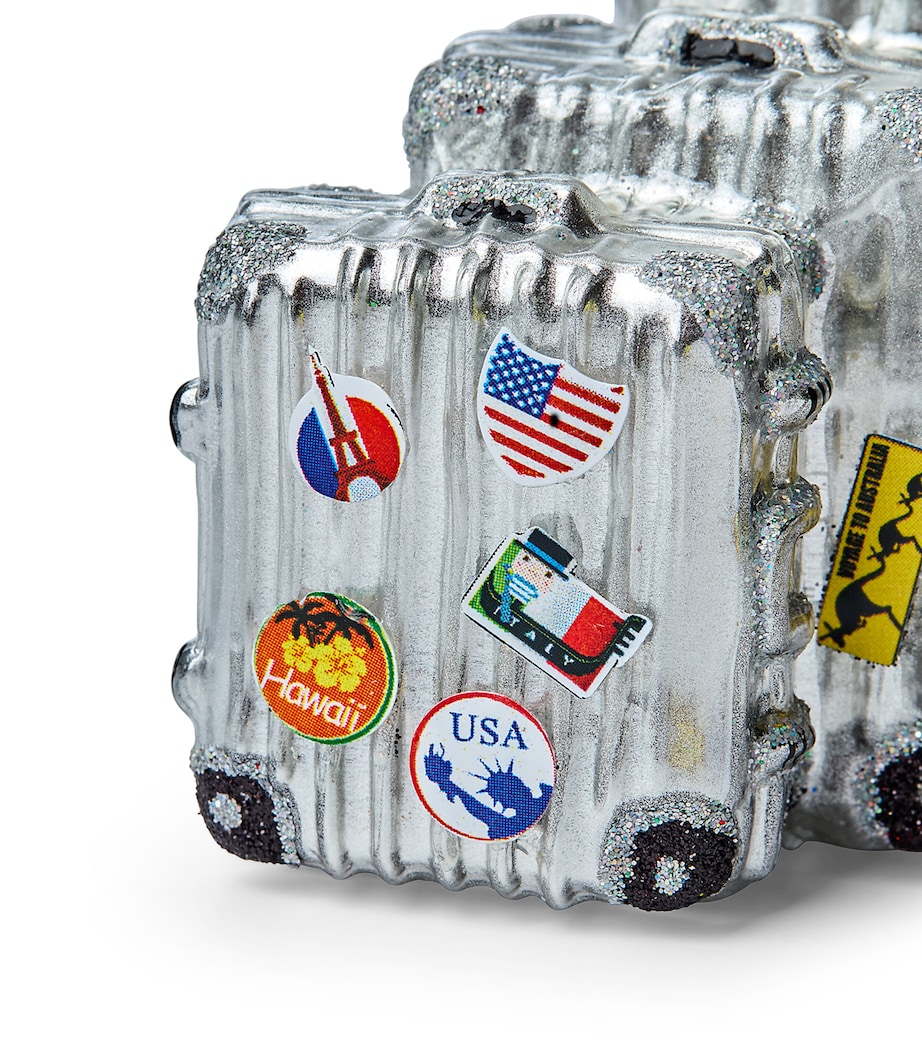 Harrods Glass Travel Suitcases Set Tree Ornaments Image 2
