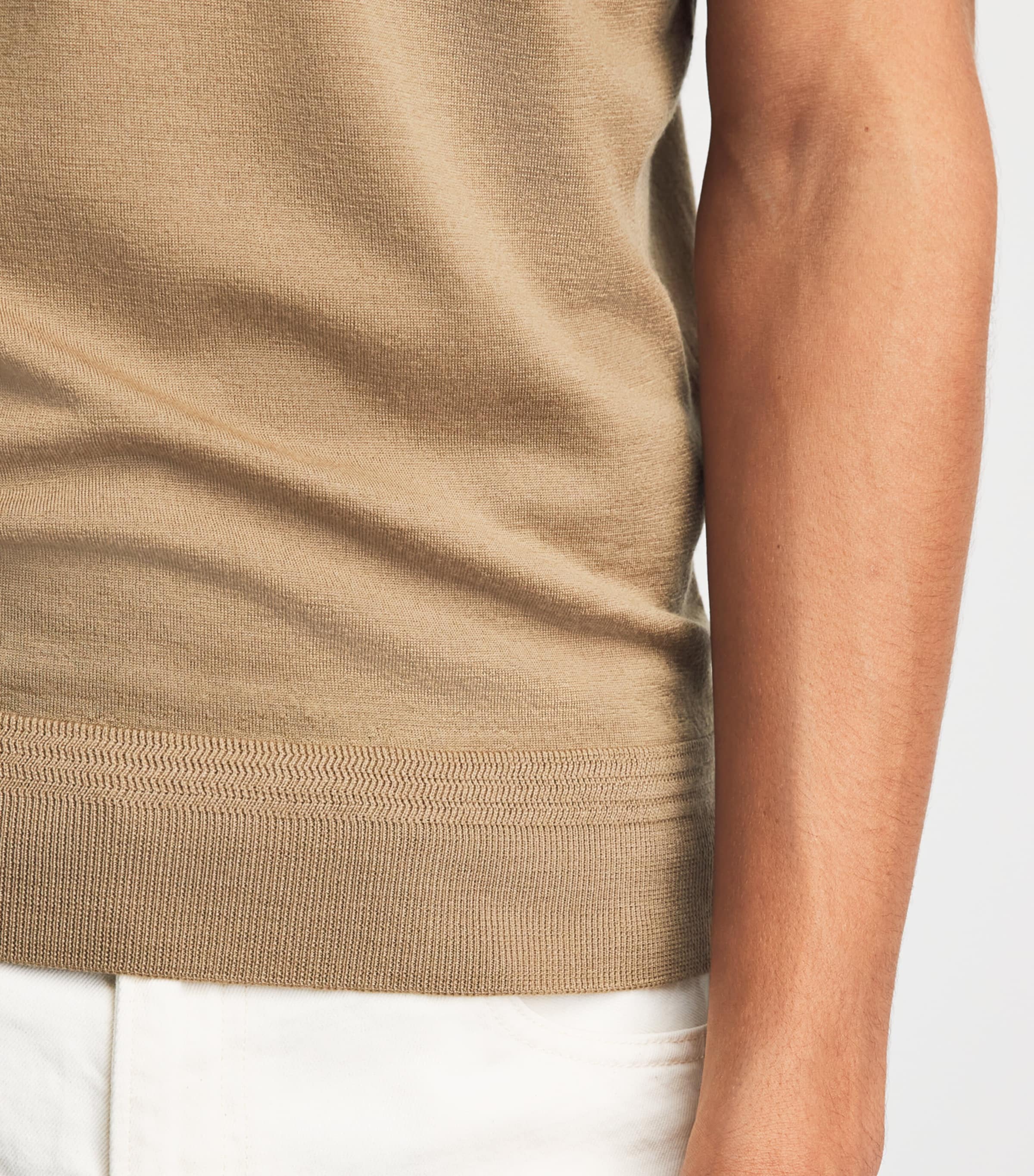 Barena Mens Merino Polo Shirt Camel Image 3