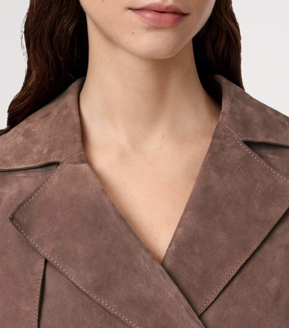 AllSaints Womens Goat Suede Ophelia Jacket Mole Brown Image 6