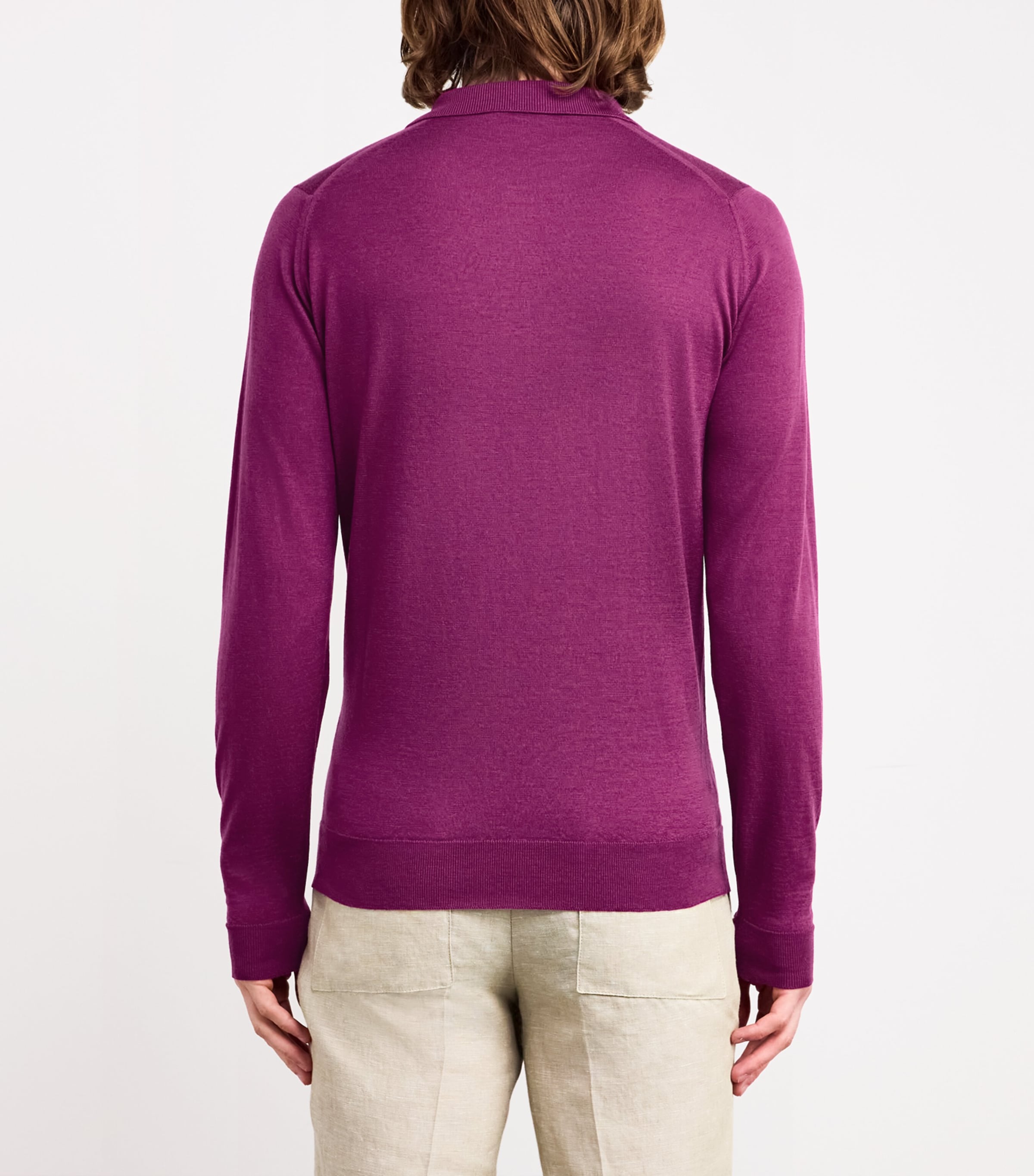 John Smedley Mens Merino Wool Belper Polo Shirt Bramble Image 4