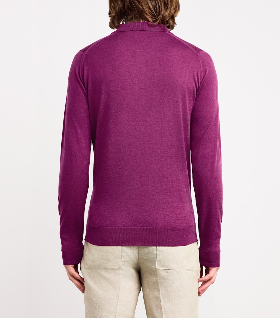 John Smedley Mens Merino Wool Belper Polo Shirt Bramble Image 4