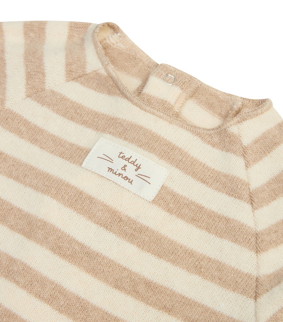 Stripe Sleepsuit (0-18 Months) 124CARIBOU BEIGE Image 2