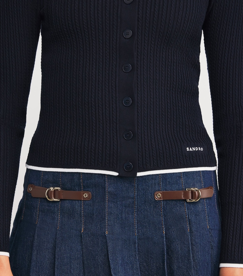 Cable-Knit Cardigan NAVY BLUE Image 6