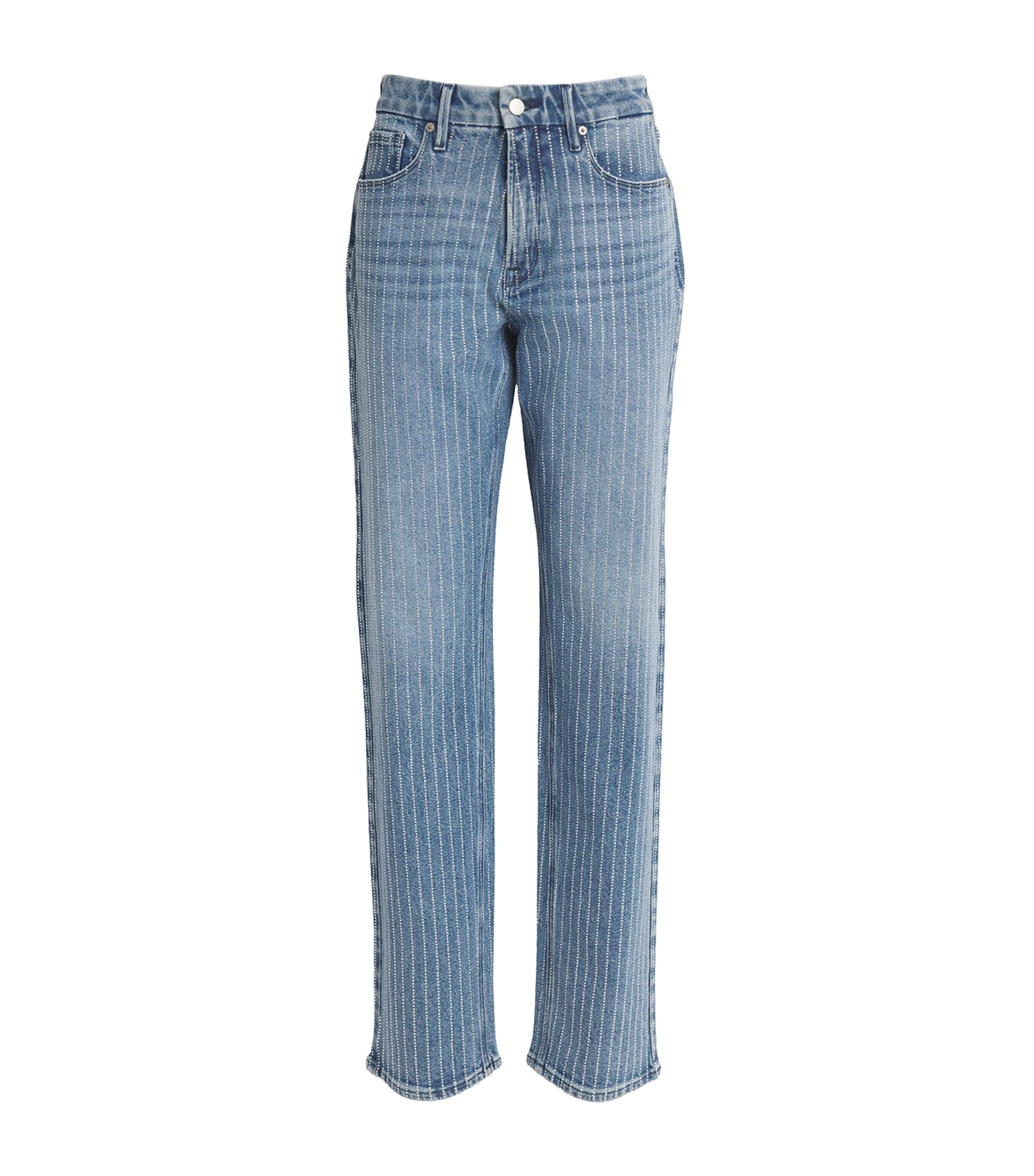 Shop Good American Embellished Good Icon Jeans In Blue