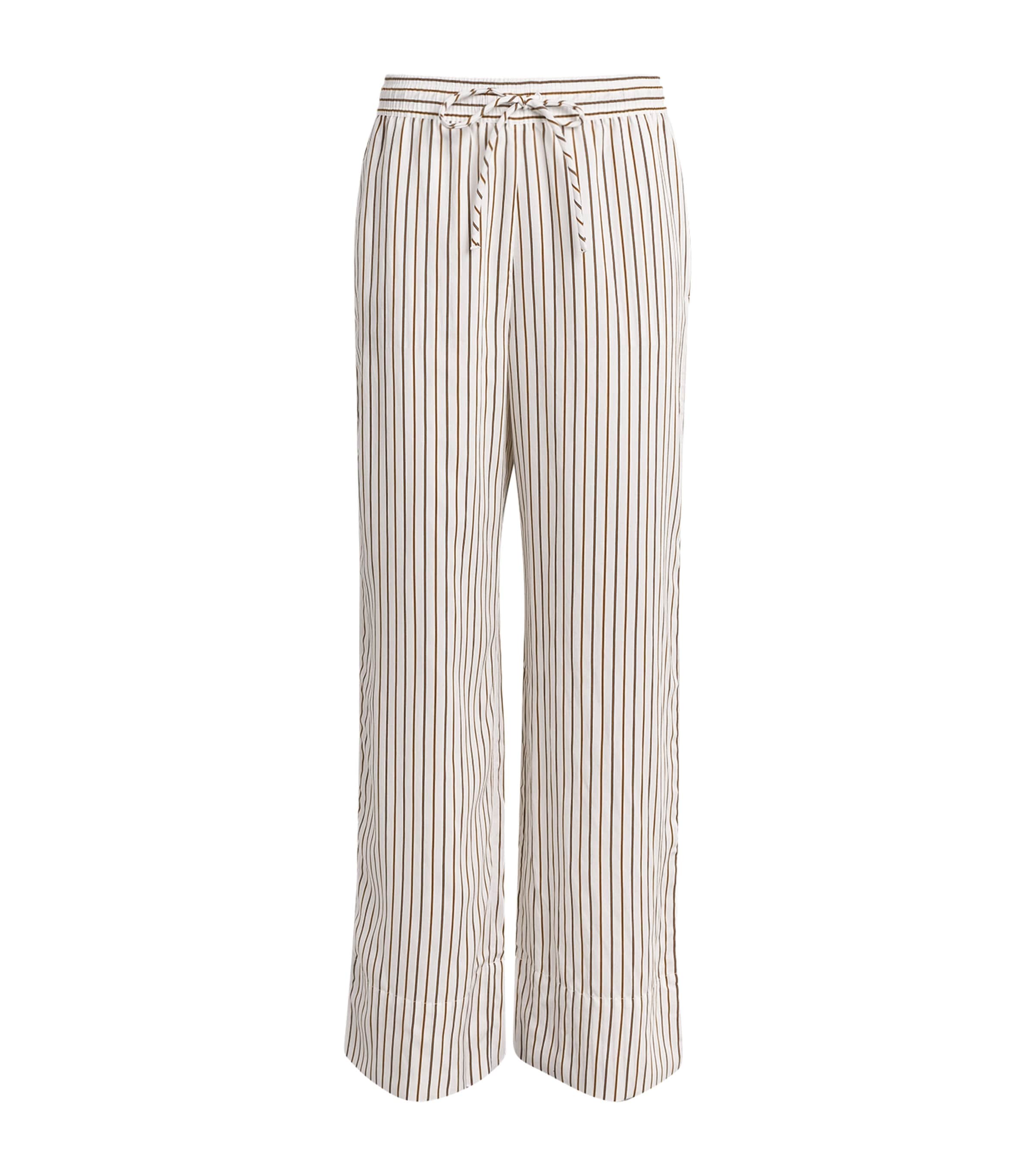 House Of Dagmar Stripe Drawstring Trousers In White