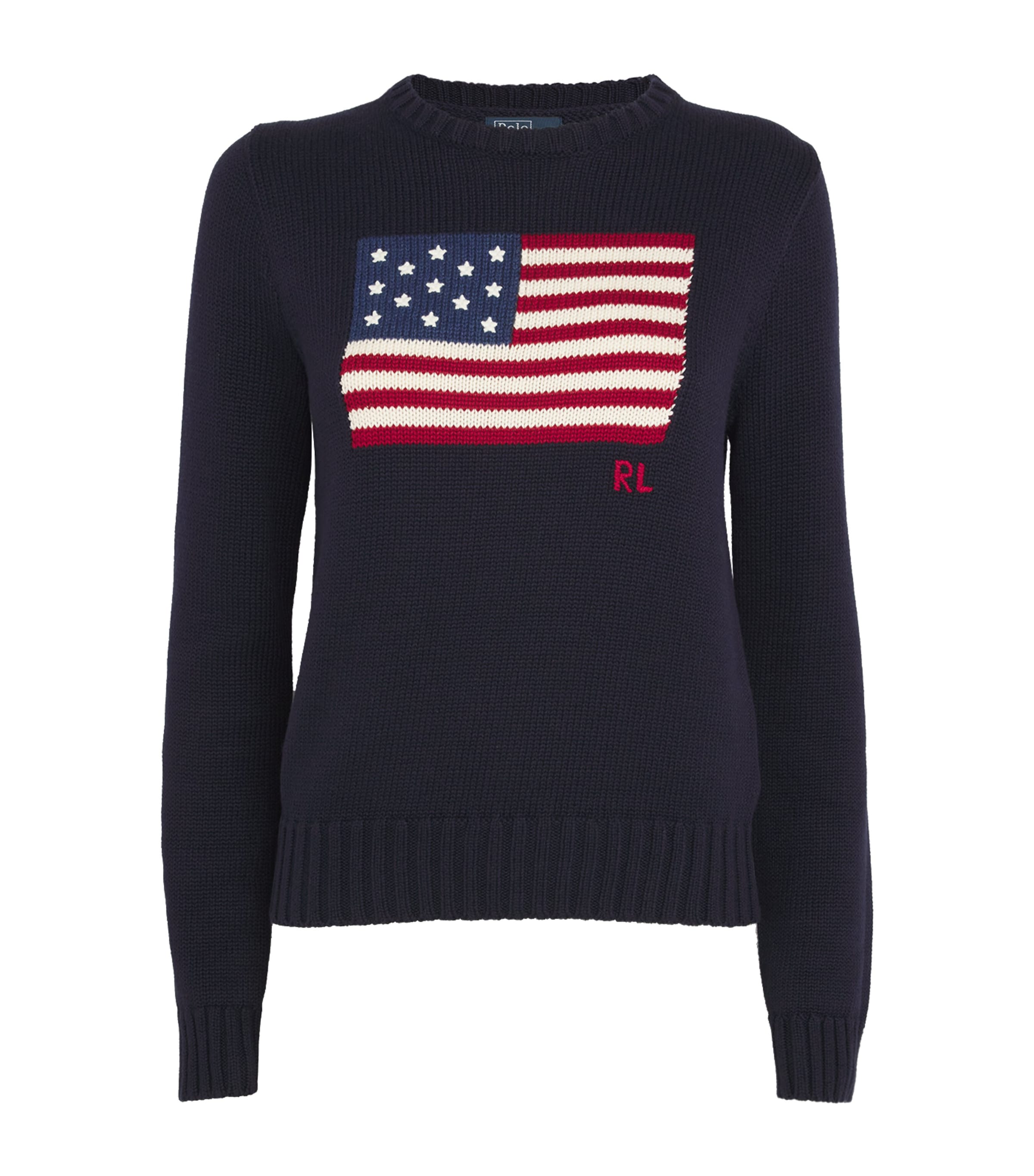 Shop Polo Ralph Lauren Cotton American Flag Sweater In Navy