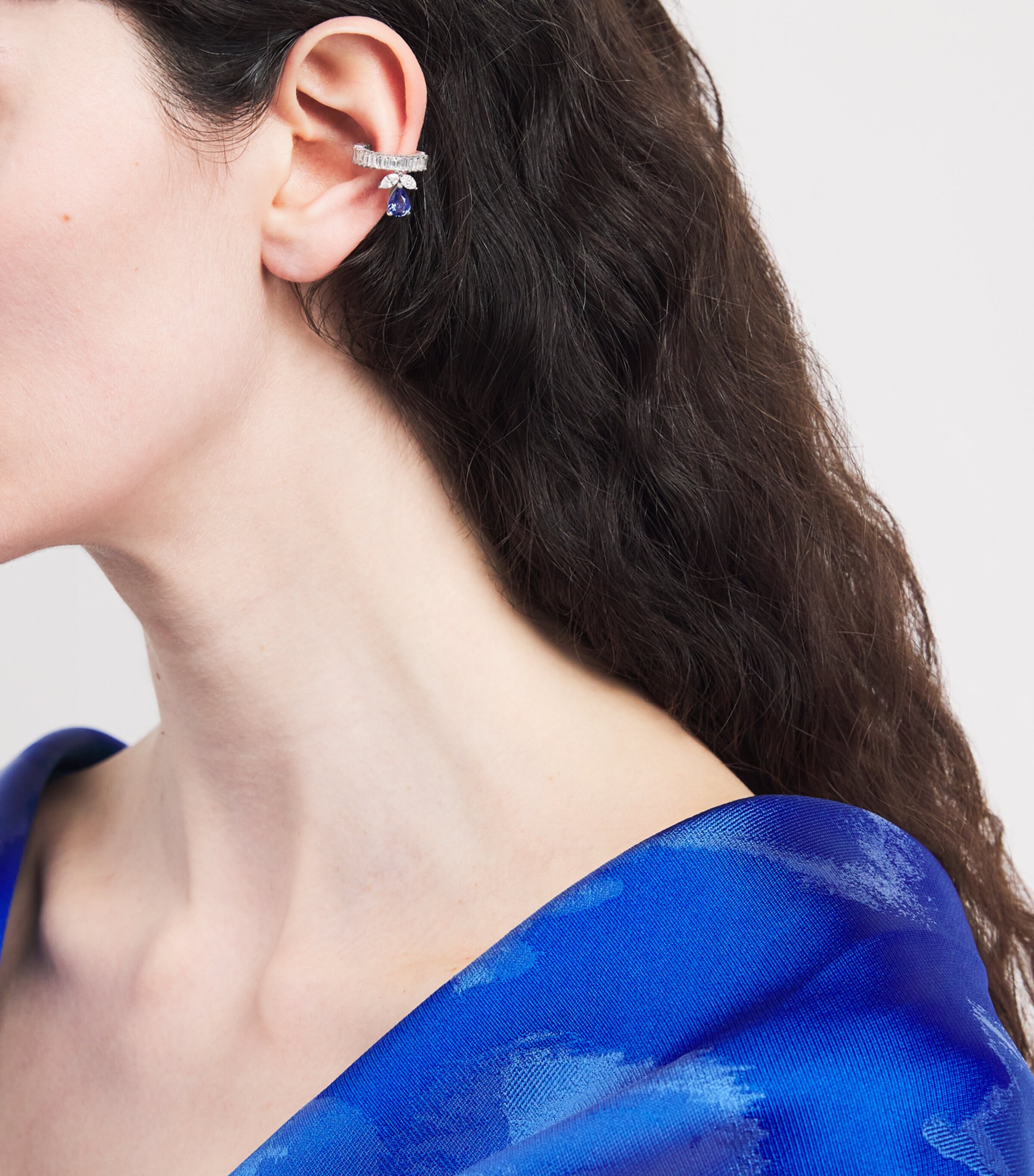 Yeprem White Gold, Diamond and Sapphire Whisper Ear Cuff White Gold Image 2