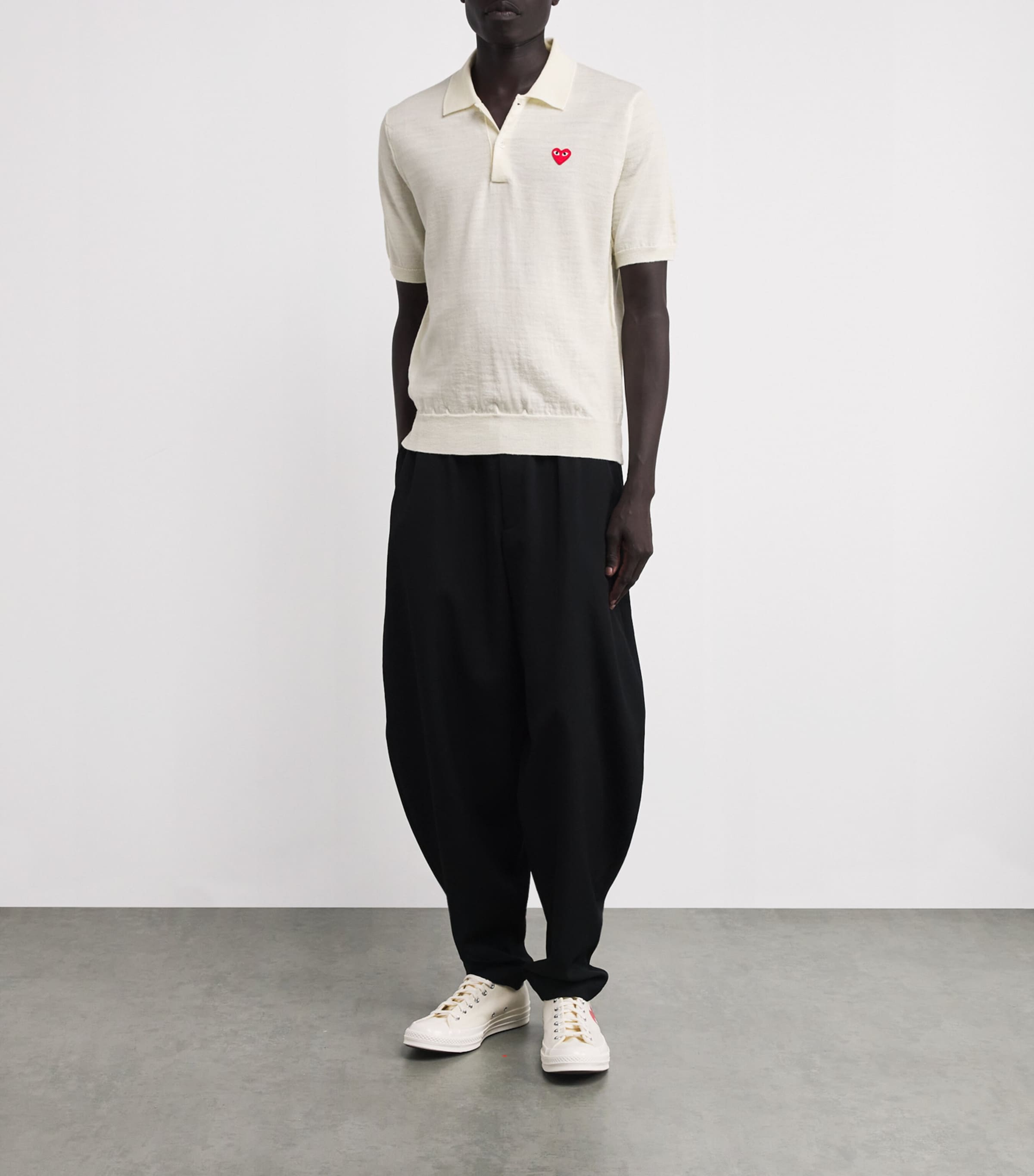 Comme Des Garçons Play Mens Wool Heart Logo Polo Shirt White Image 2