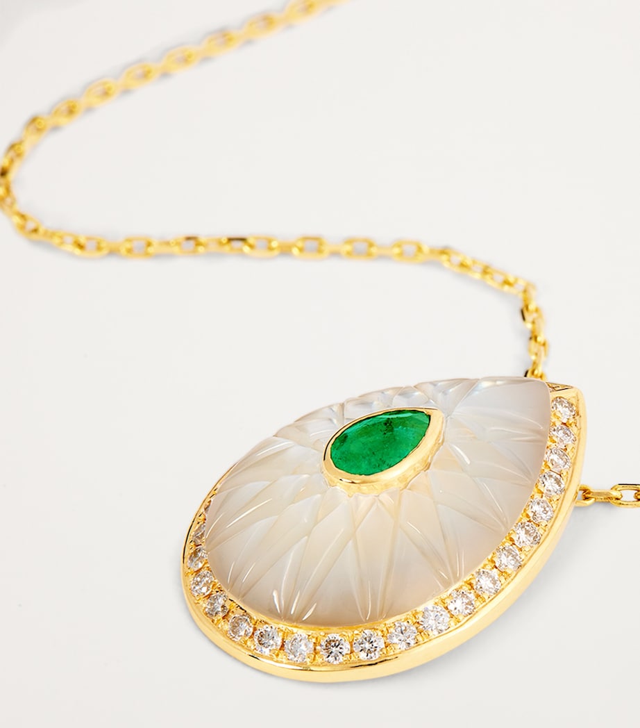 Yellow Gold, Diamond and Emerald Bond Street Necklace YELLOW GOLD Image 5