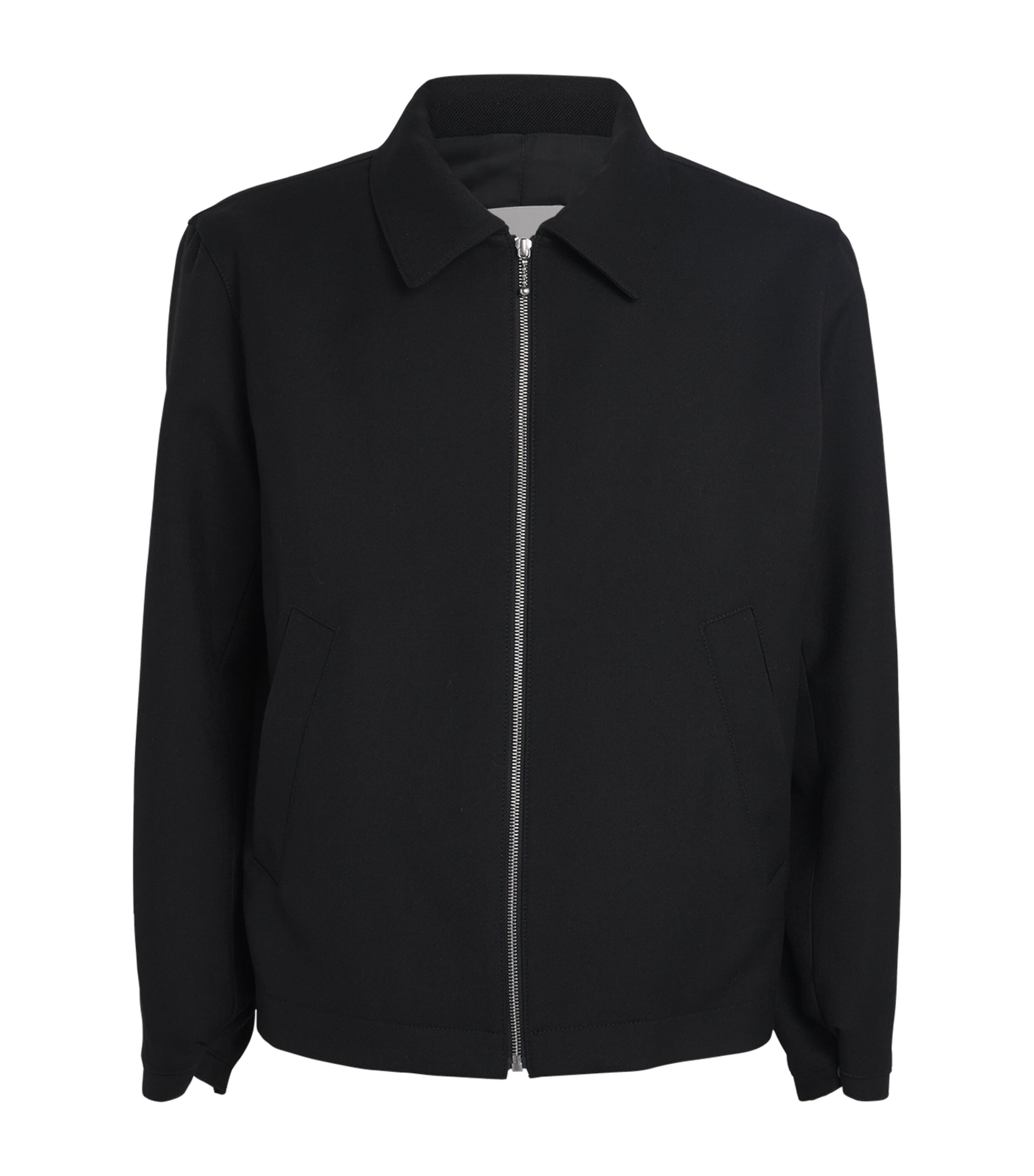 Sandro Zipped Cotton Shirt Jacket In Black