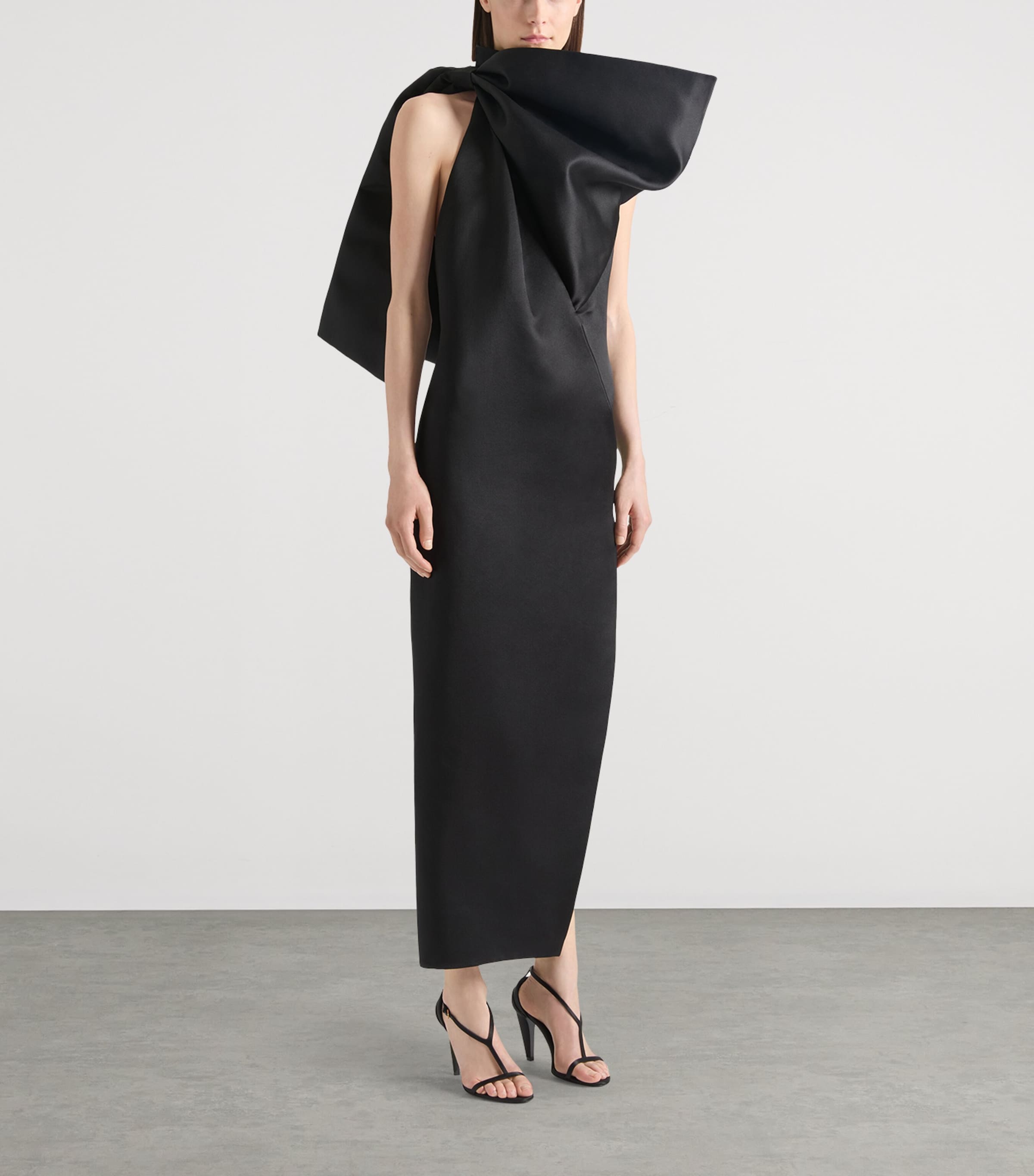 Silk Structured Midi Dress BLACK Image 2