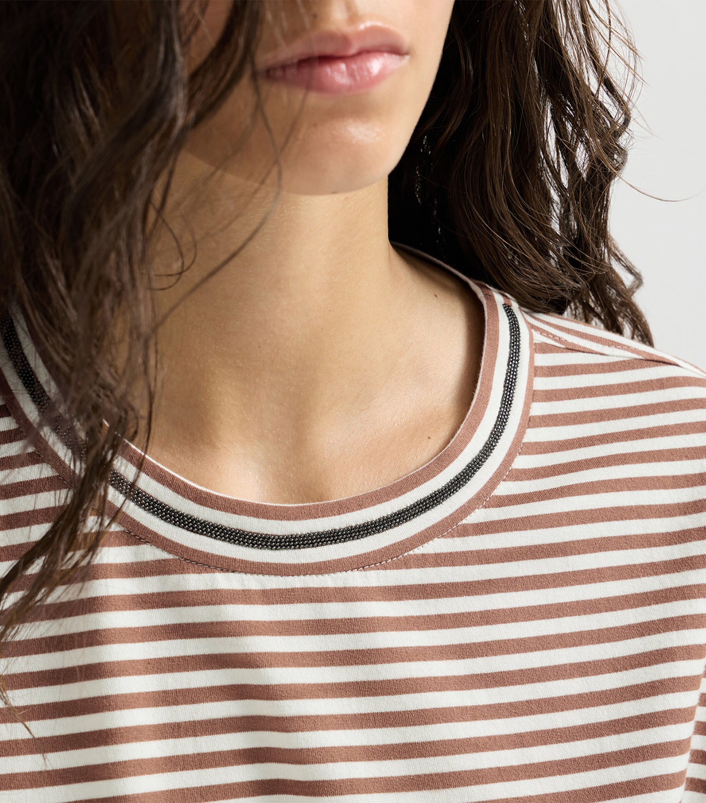 Brunello Cucinelli Womens Cotton Jersey Striped T-Shirt Image 6