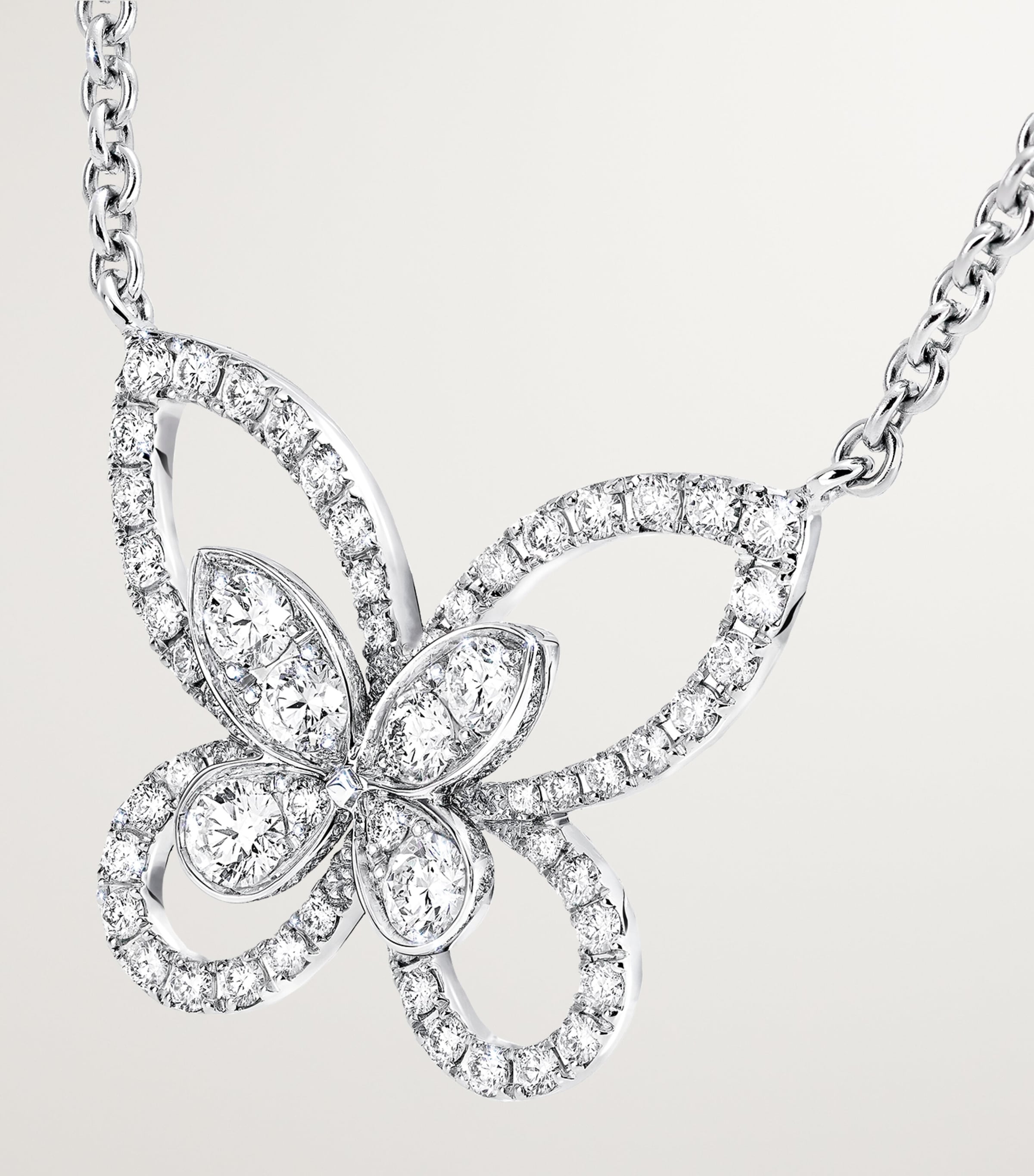 White Gold and Diamond Butterfly Necklace WHITE GOLD Image 3