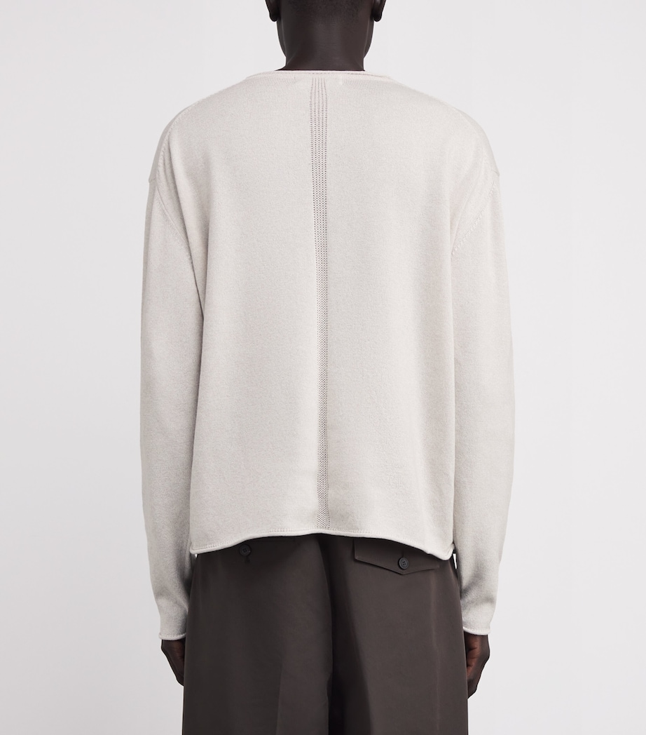 Cotton-Blend Textured Sweater IVORY Image 4