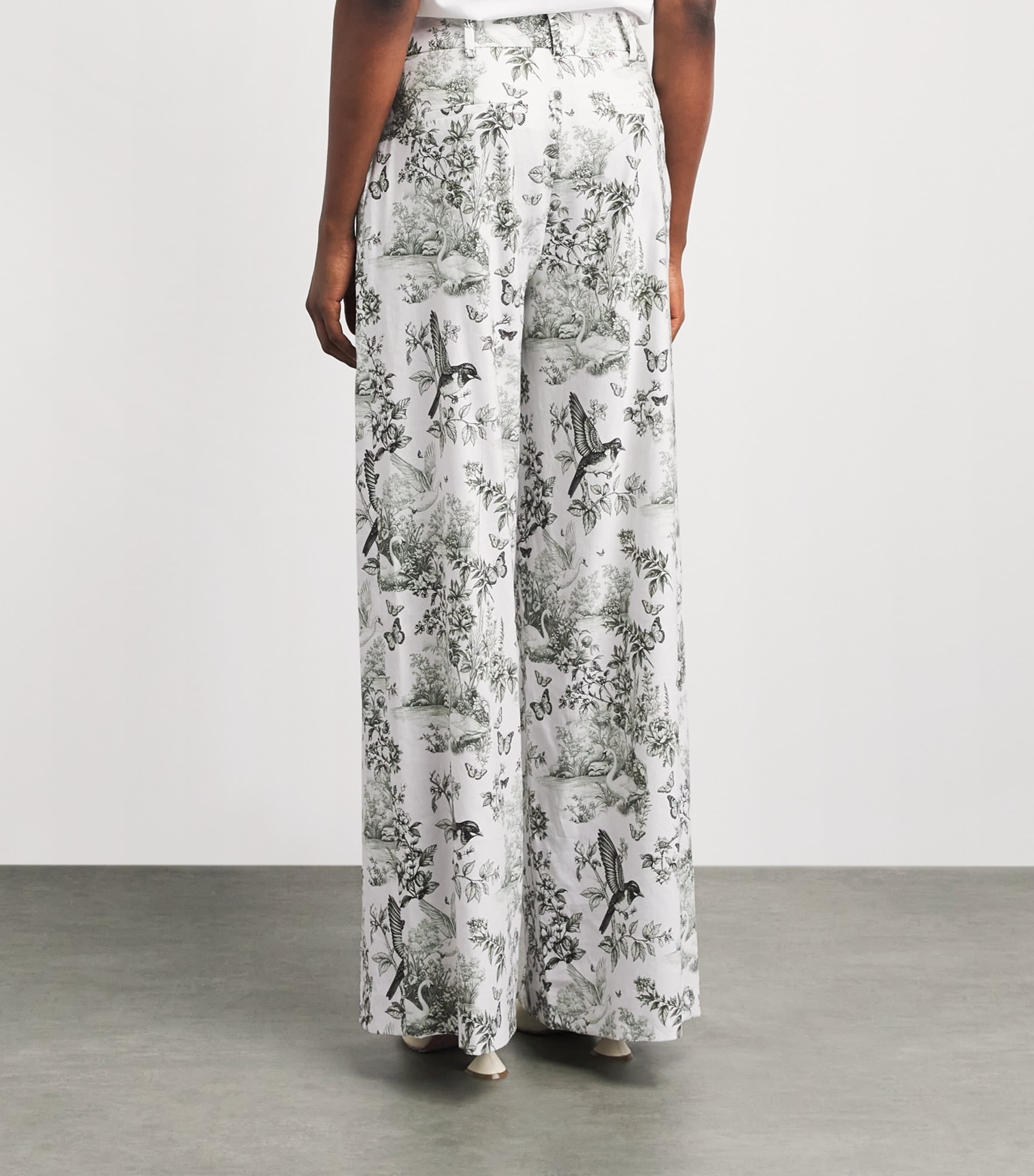 Alice+Olivia Womens Linen-Blend Printed Blaire Trousers Daybreak Image 5