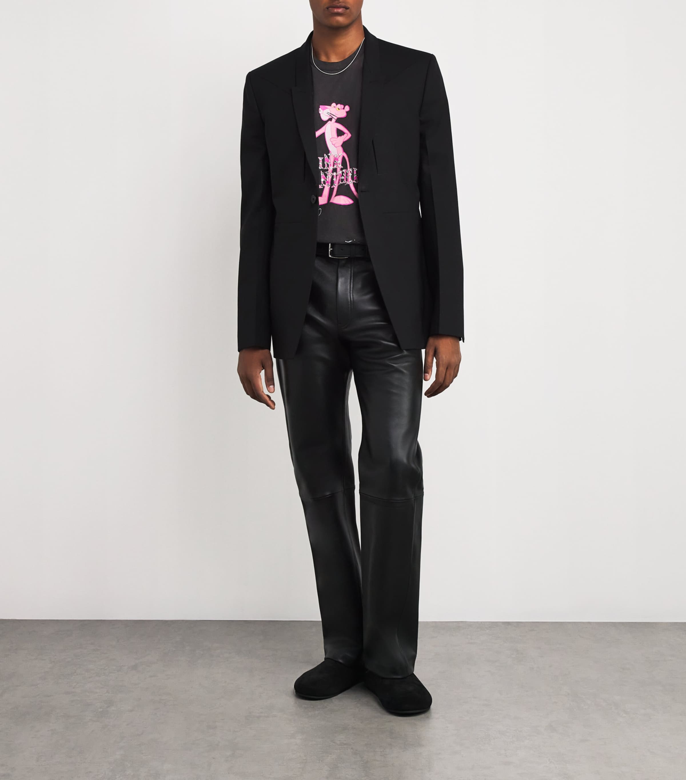 DOMREBEL Mens Cotton Pink Panther T-Shirt Black Image 2
