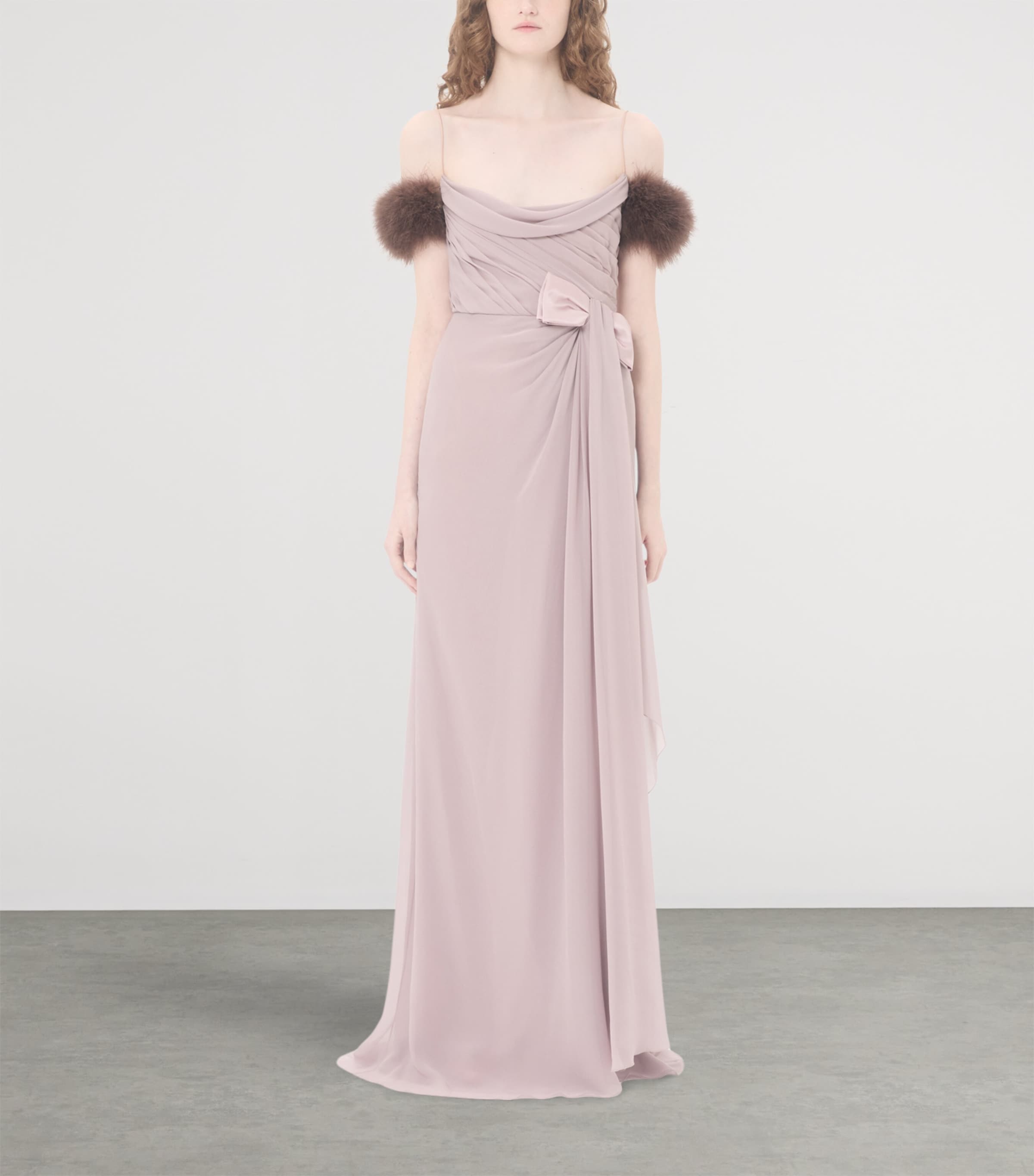 Silk Feather-Trim Gown ZNR Image 2