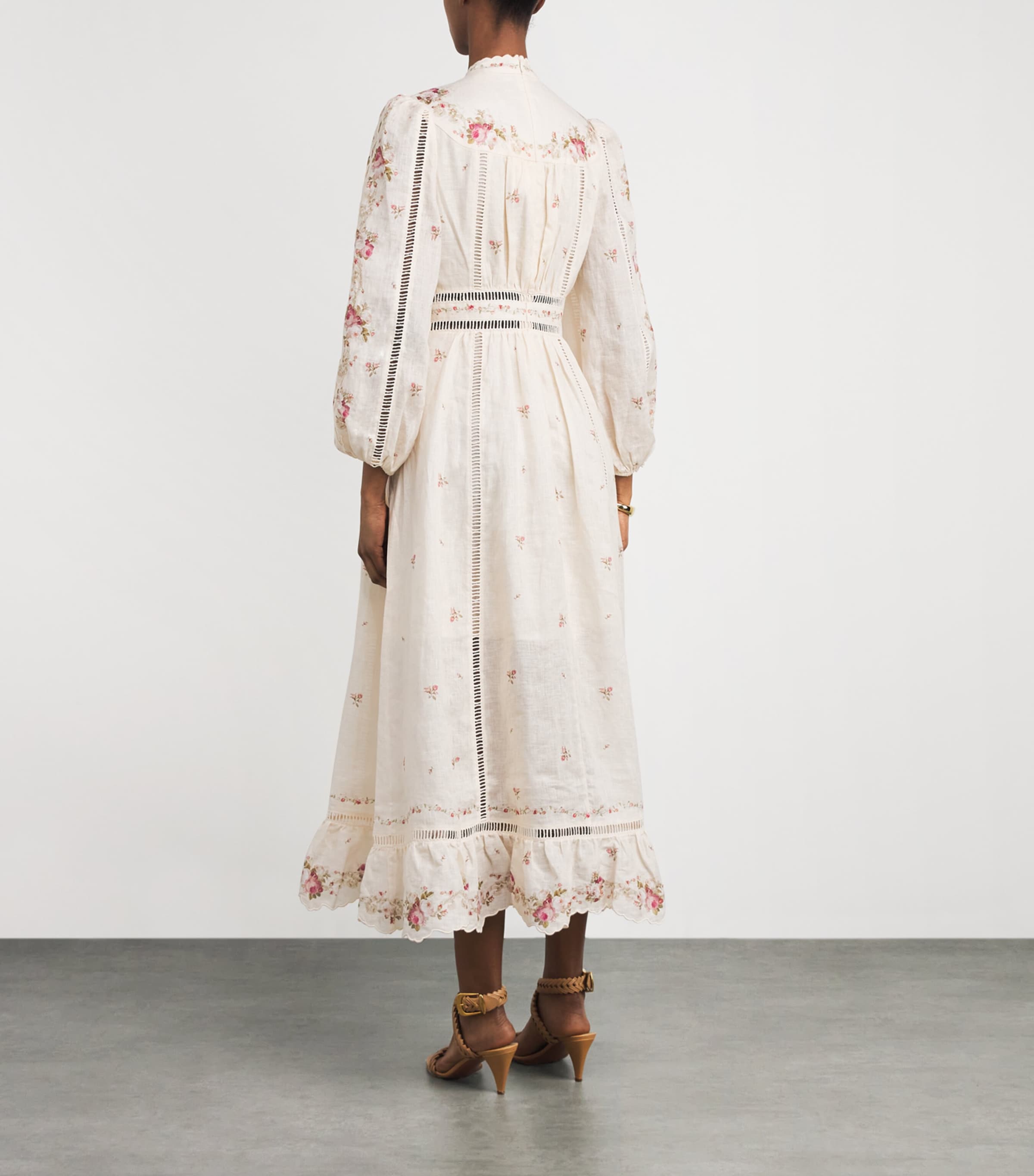 Linen Patience Midi Dress CREAM/PINK ROSECPKR Image 3