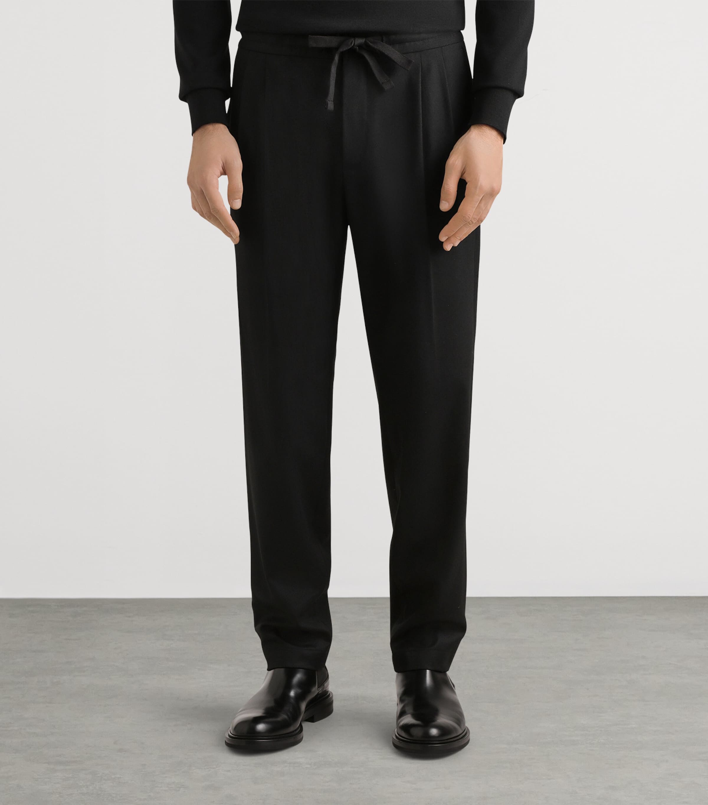 Virgin Wool-Cotton Trousers N0000 BLACK Image 4