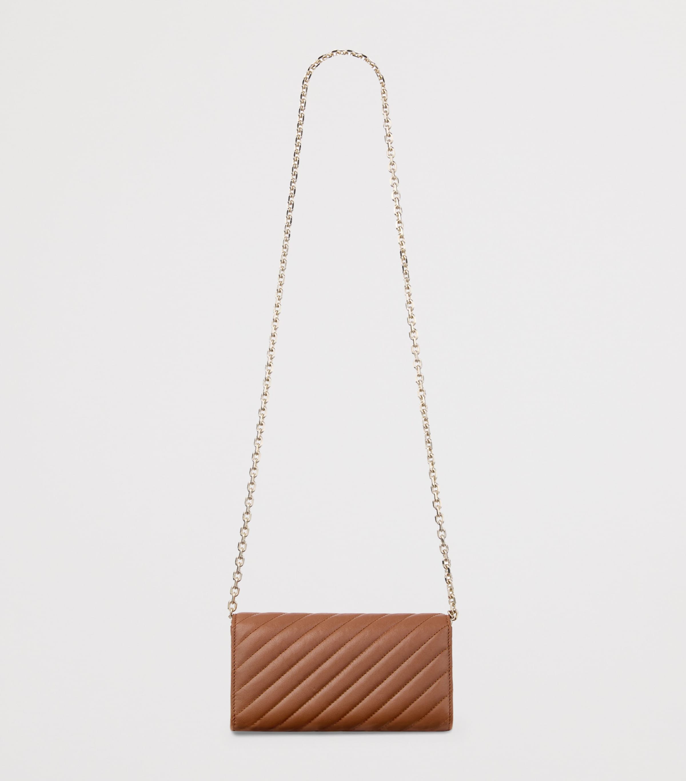 Jimmy Choo Curve Leather Chain Wallet Tan/shiny Gold Image 3