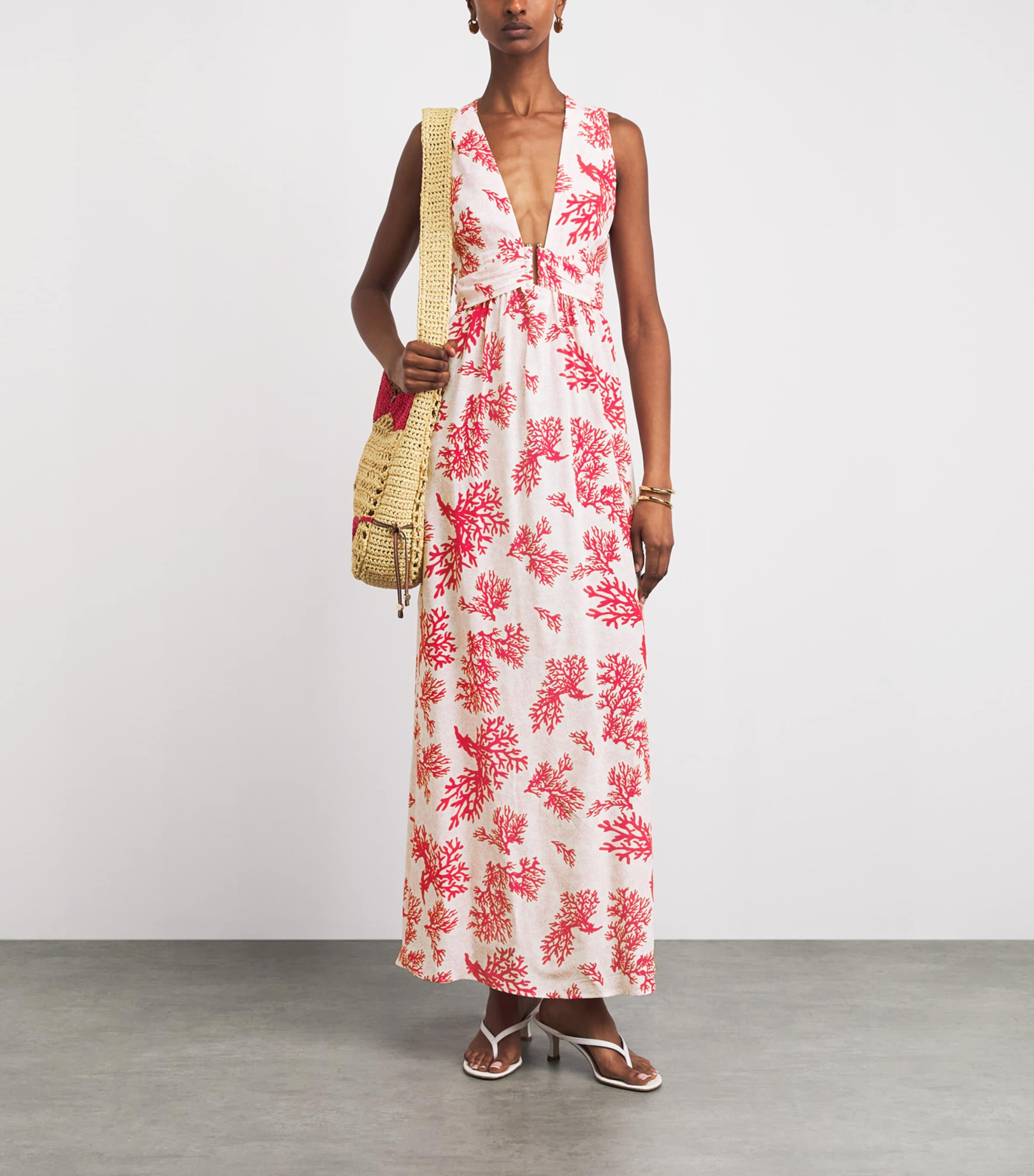 Heidi Klein Womens Silk Scala U-Bar Maxi Dress Prt Prt Image 2