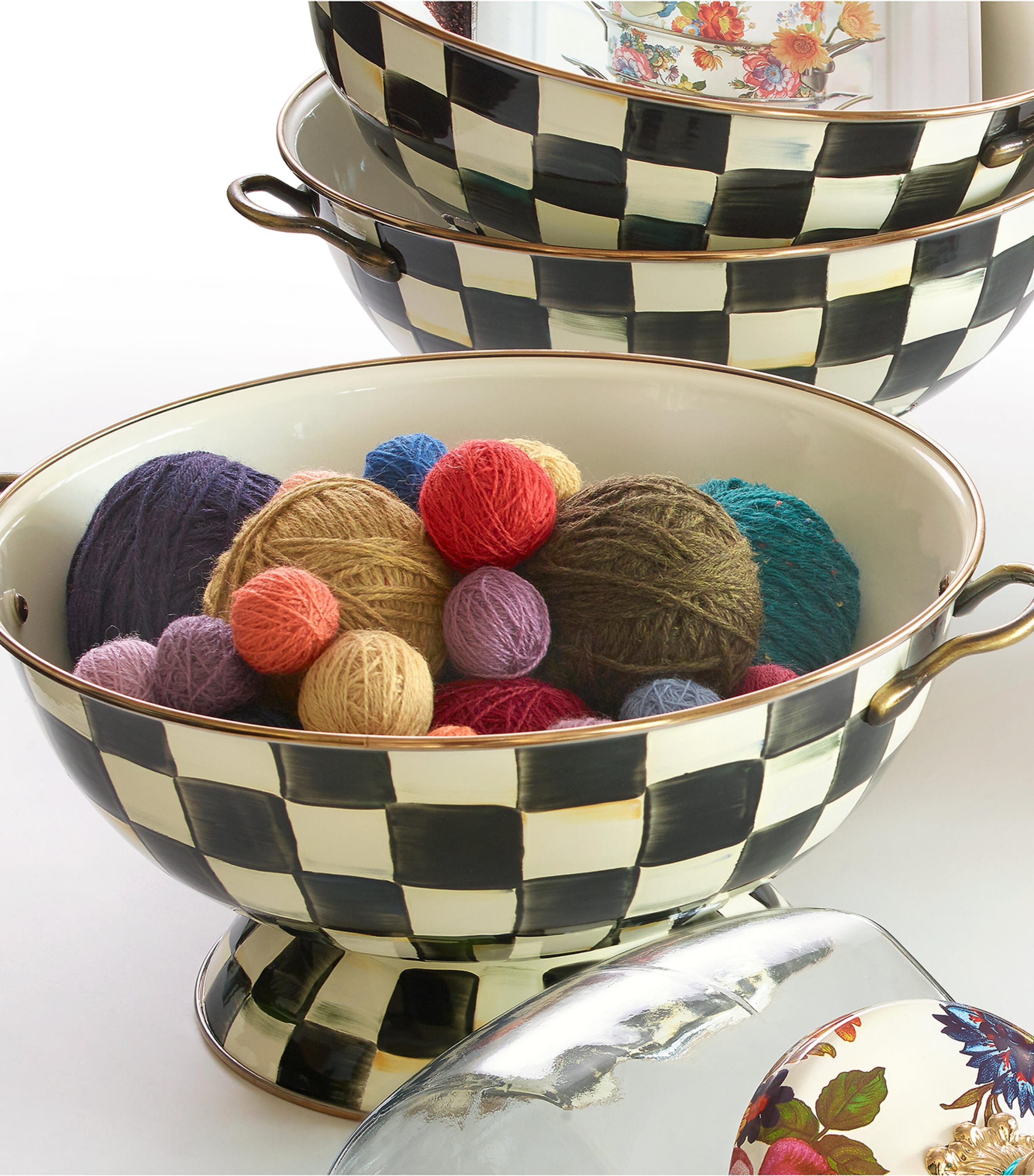 Courtly Check Enamel Everything Bowl (42cm) BLACK Image 3