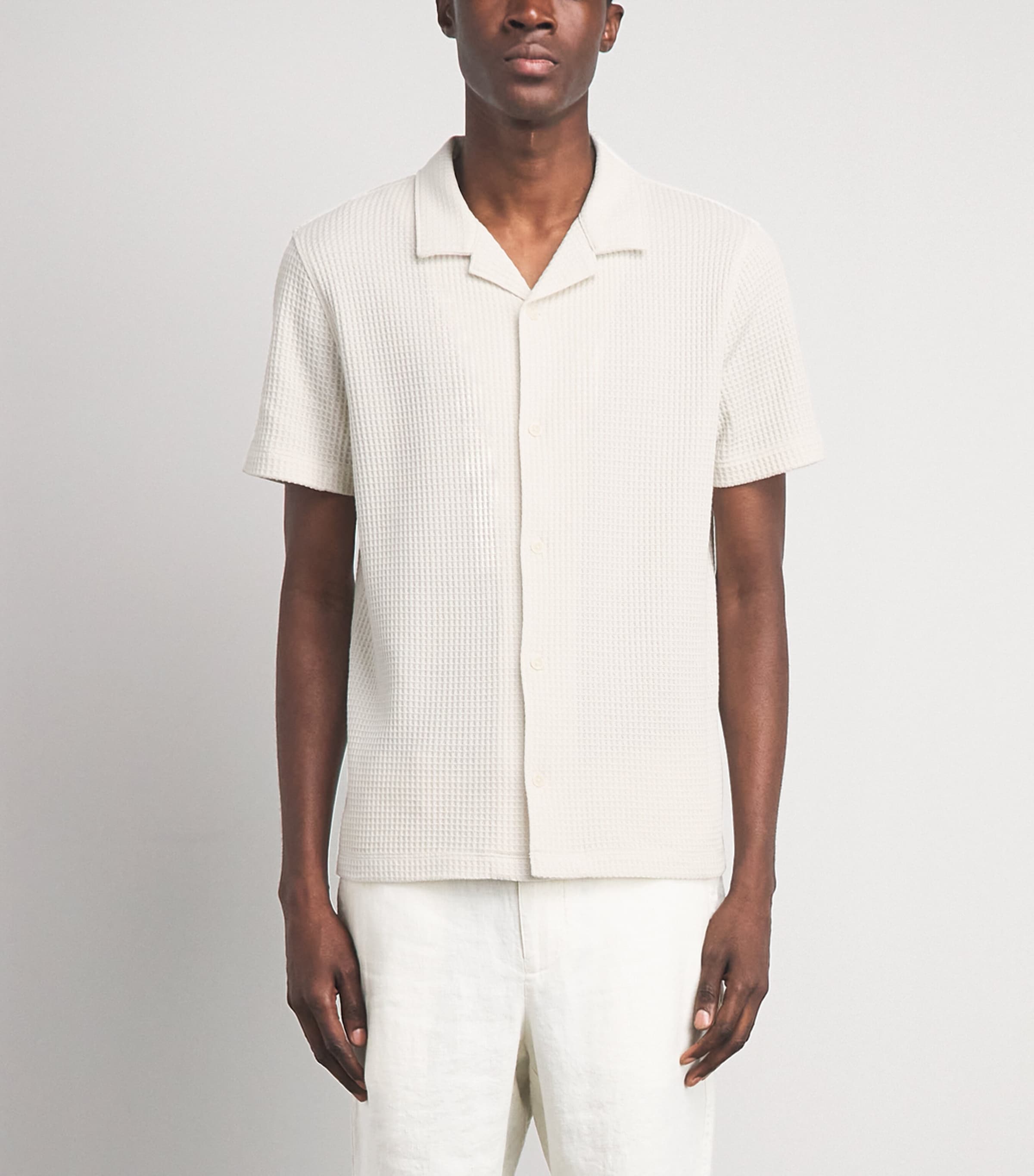 Vince Mens Waffle Knit Shirt Blanco Image 4