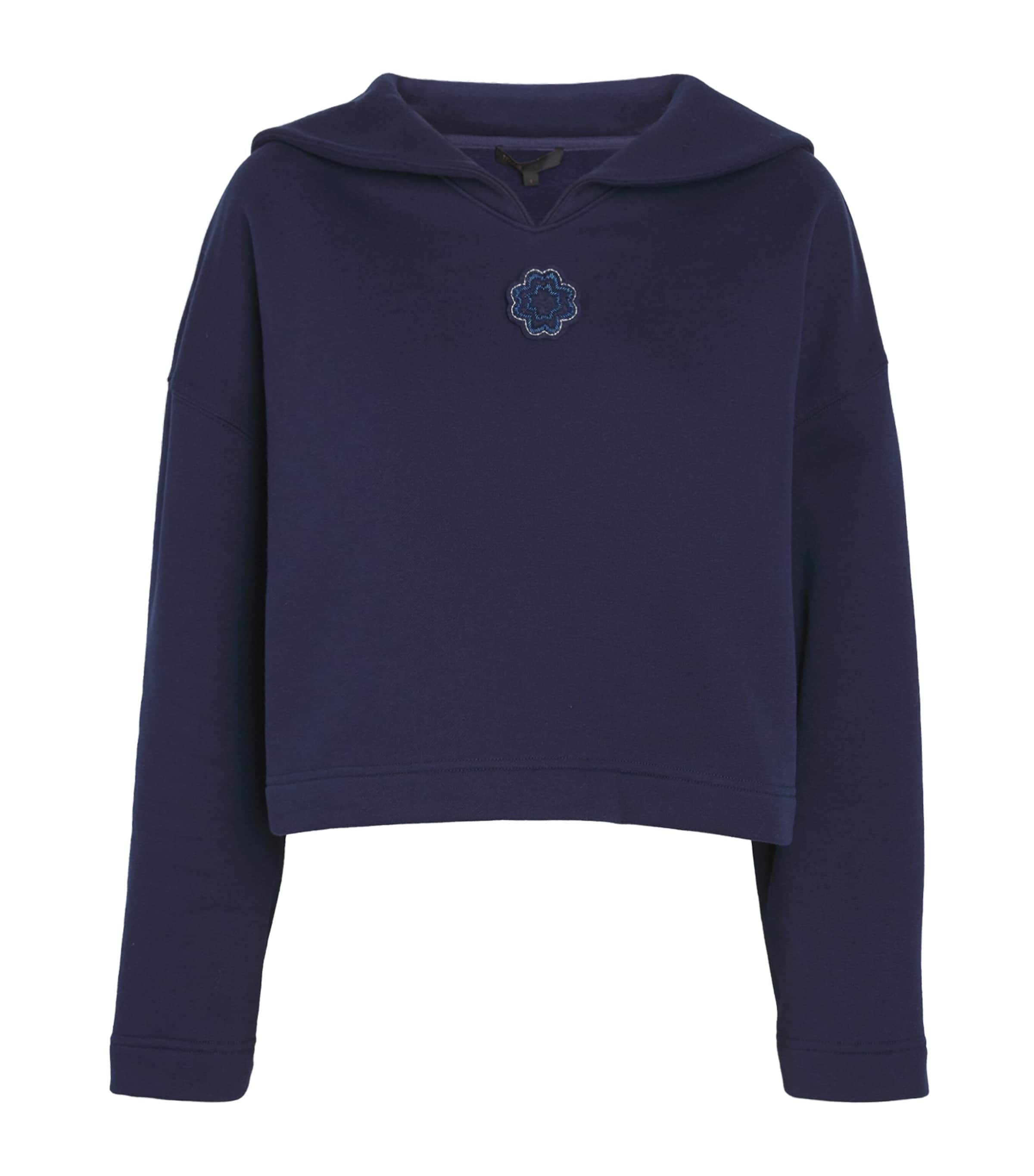 Maje Cotton-blend Embroidered Sweater In Blue