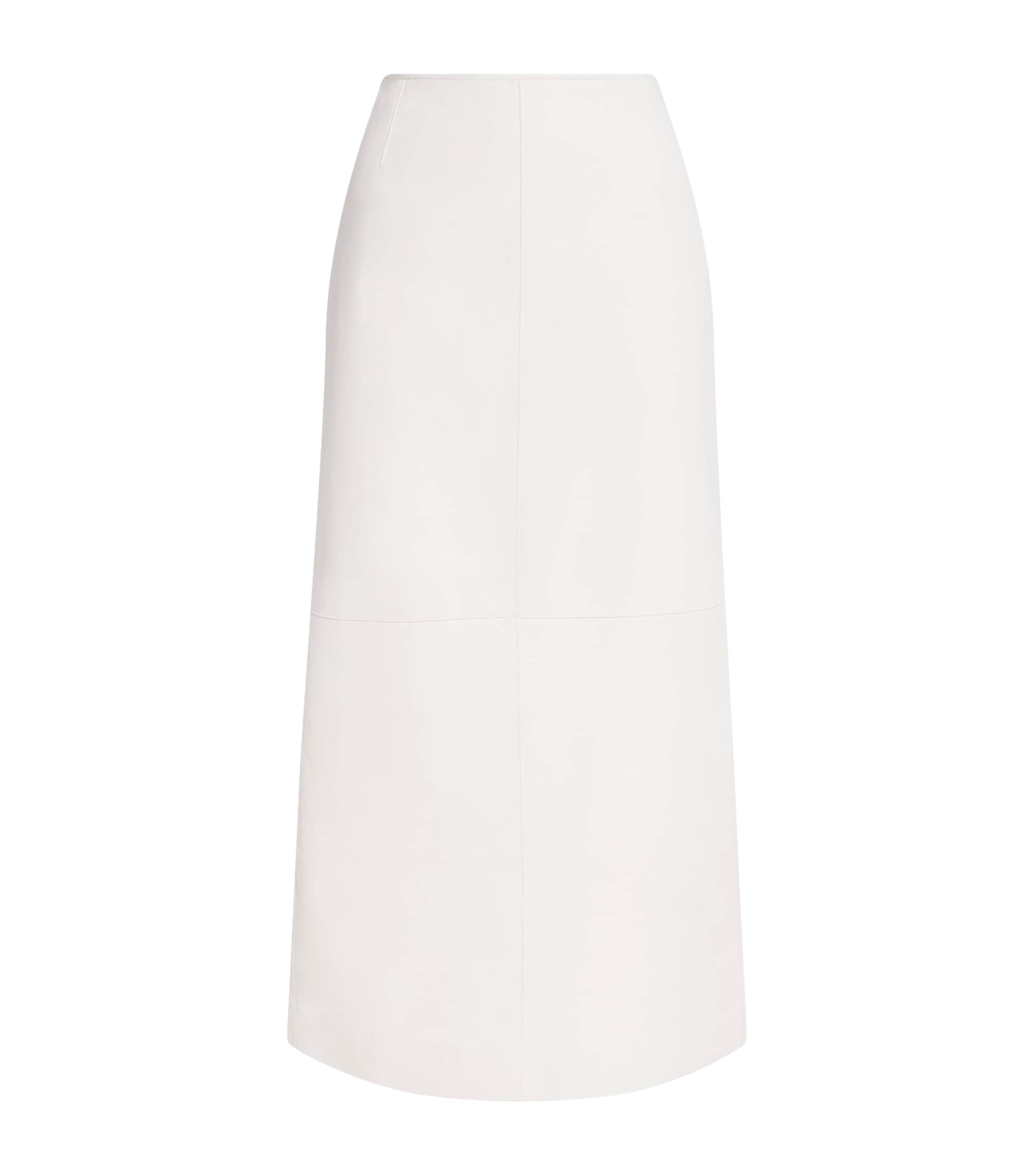 Lafayette 148 Womens Lambskin Midi Skirt White Image 1