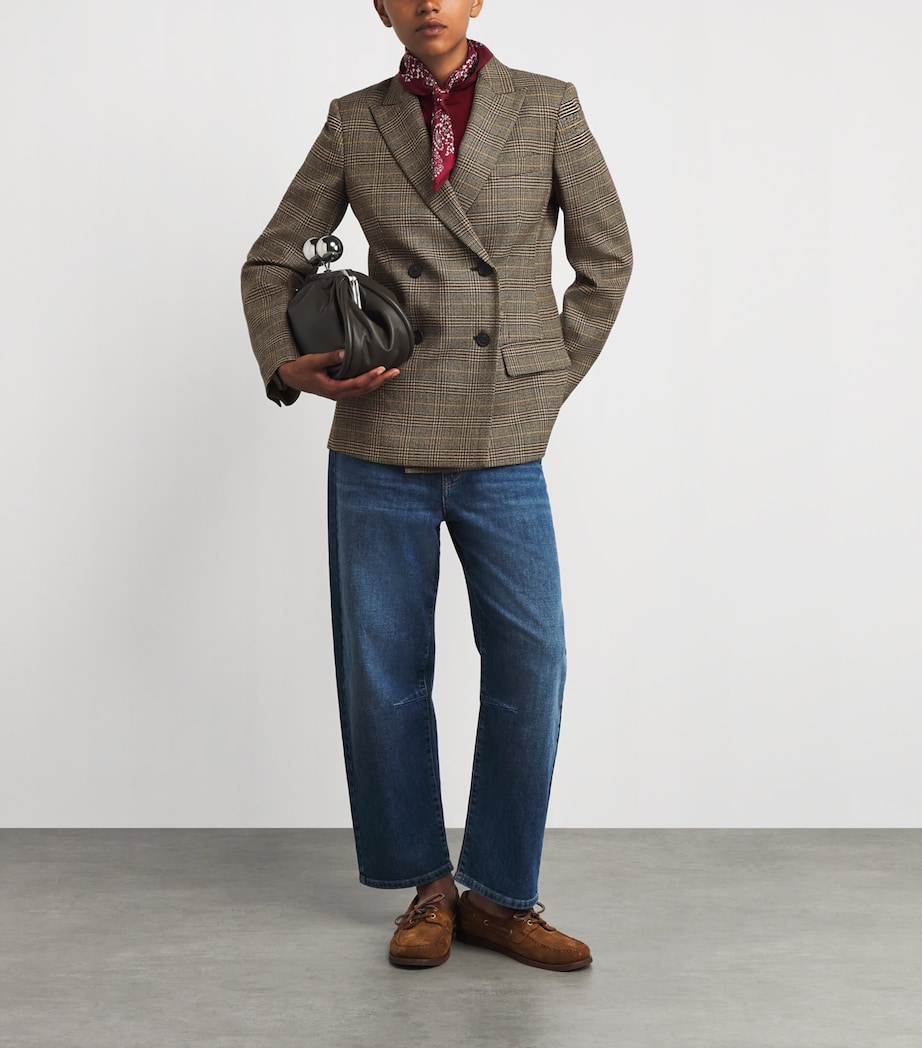 Wool Check Double-Breasted Blazer CHOCOLATE Image 2