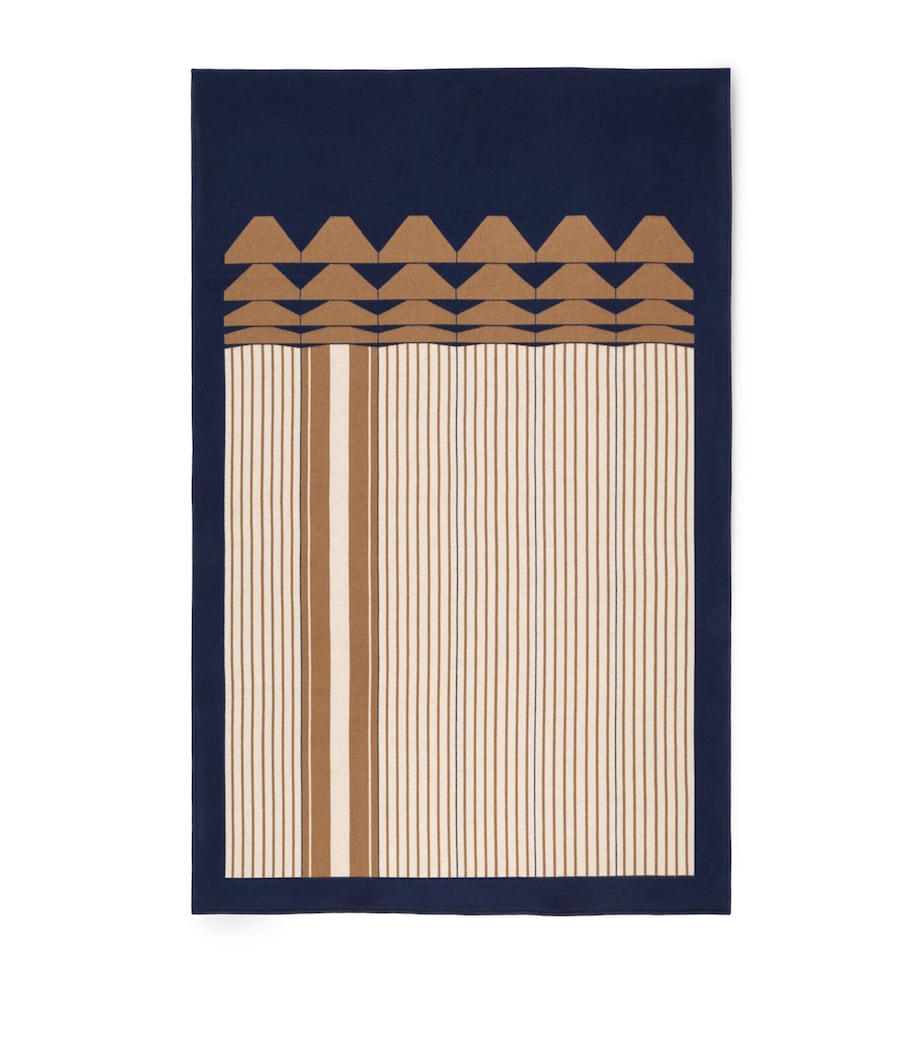 Wool-Cashmere Deco 002 Throw (135cm x 220cm) 8E30 - BLUE/CREAM Image 1