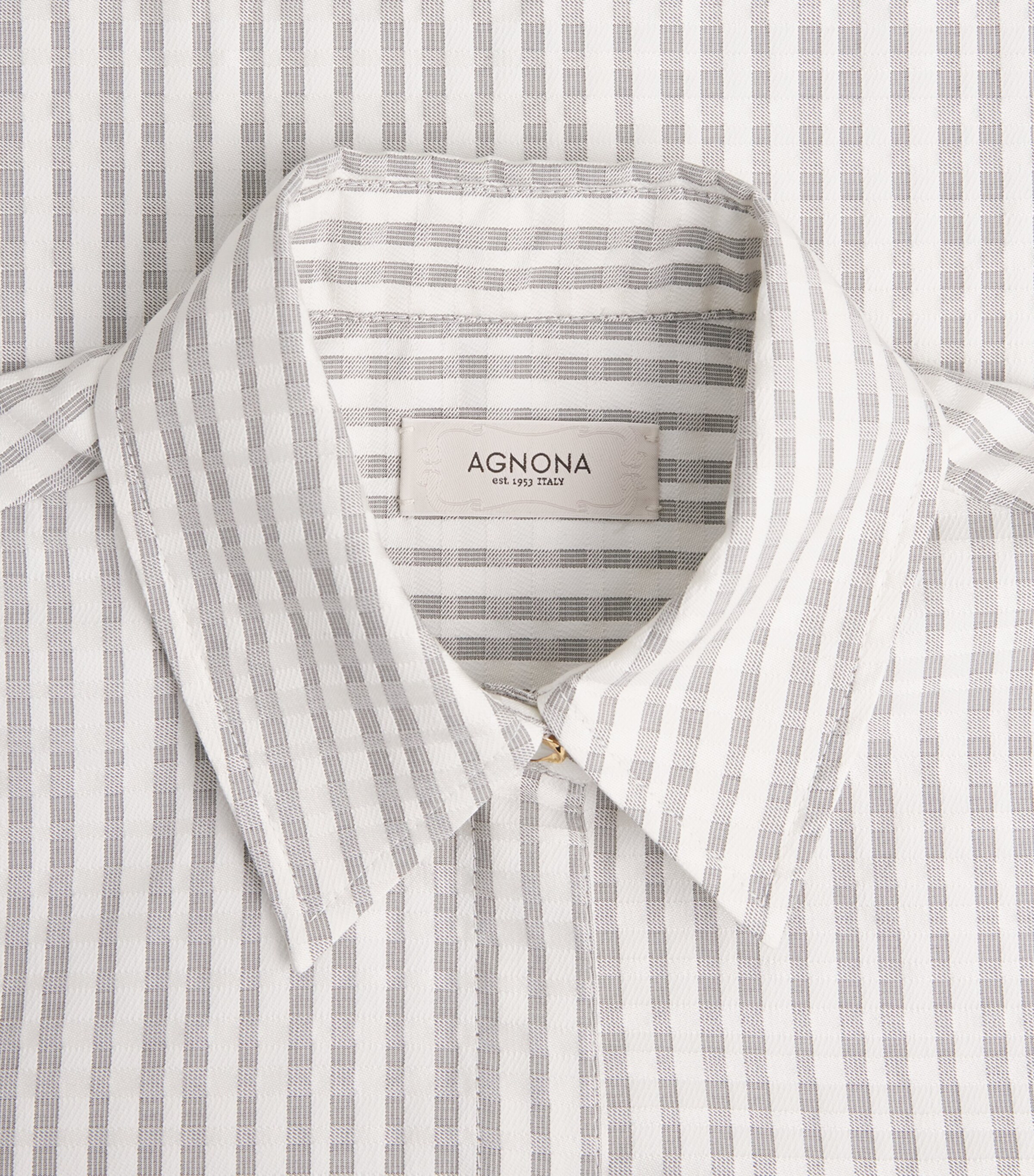 Agnona Womens Cotton-Silk Stripe Cropped Shirt White Grey Grey Image 5