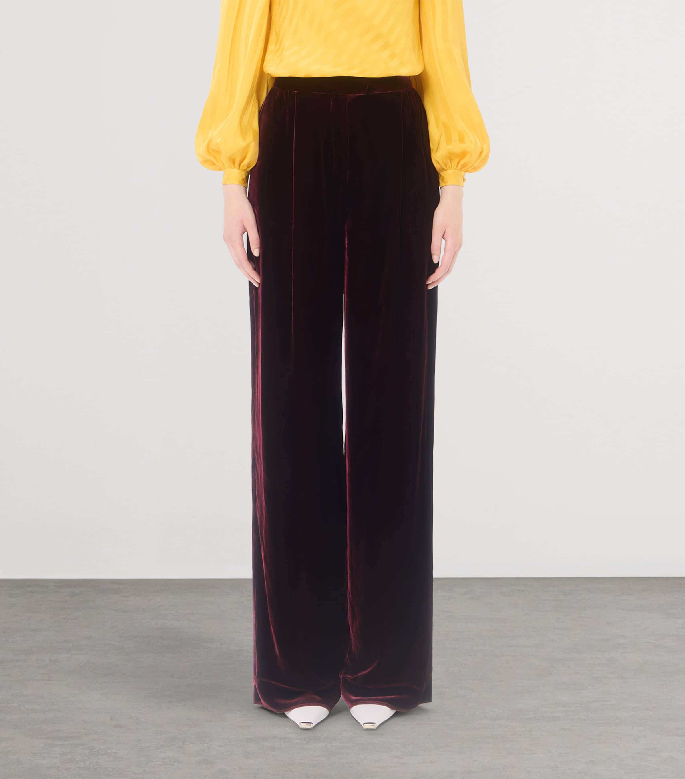 Valentino Womens Velvet Wide-Leg Trousers Image 3